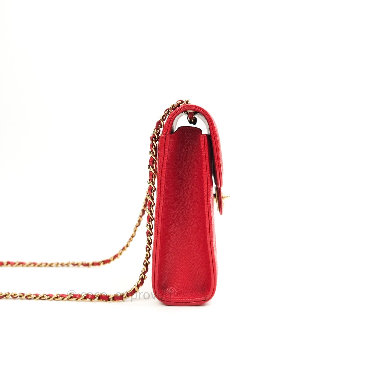 Chanel Classic Red Caviar Gold Hardware Phone Holder