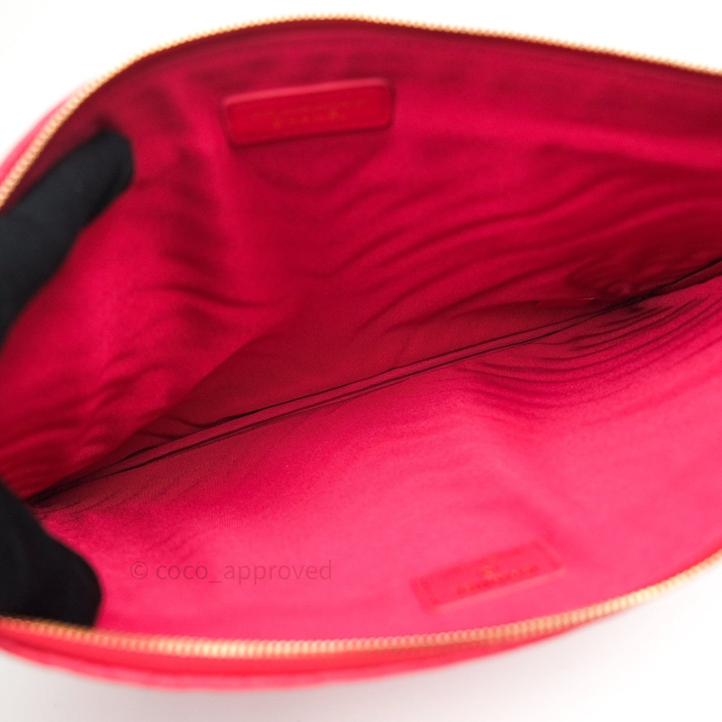 Chanel Chevron Quilted Large Cosmetic Case Red Caviar Gold Hardware