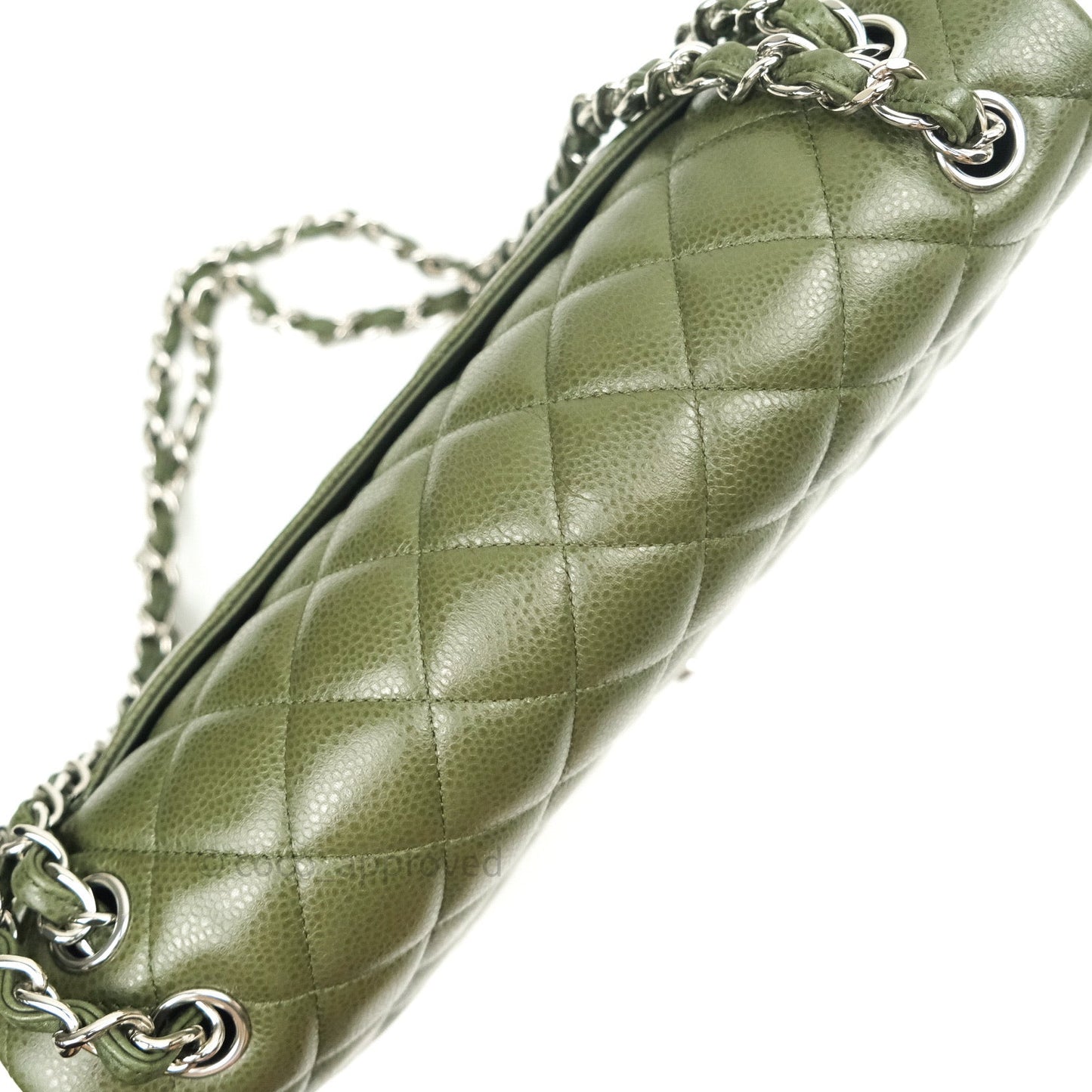 Chanel Classic Jumbo Double Flap Quilted Green Caviar Silver Hardware⁣⁣