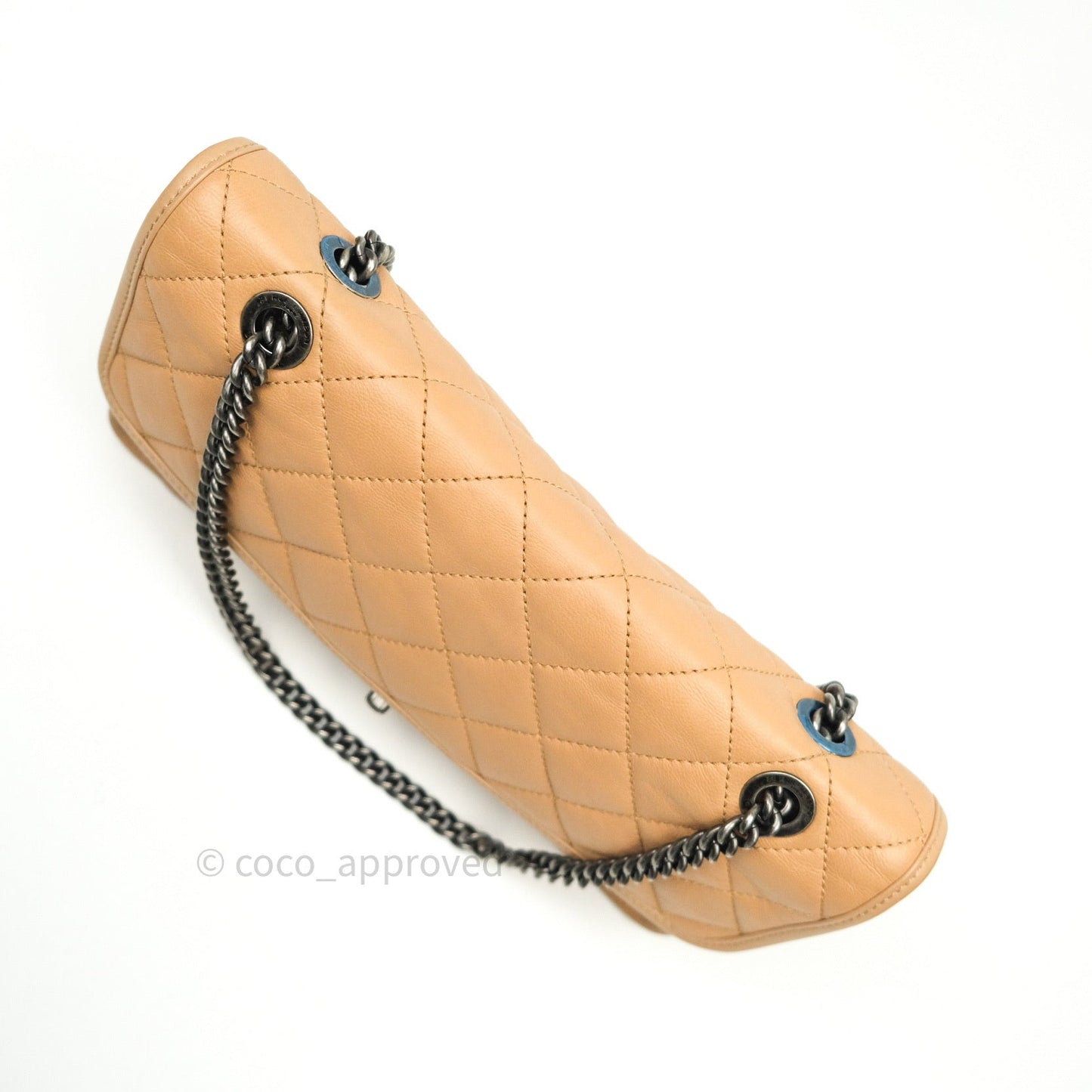 Chanel French Riviera Medium Flap Dark Beige Grained Calfskin Ruthenium Hardware