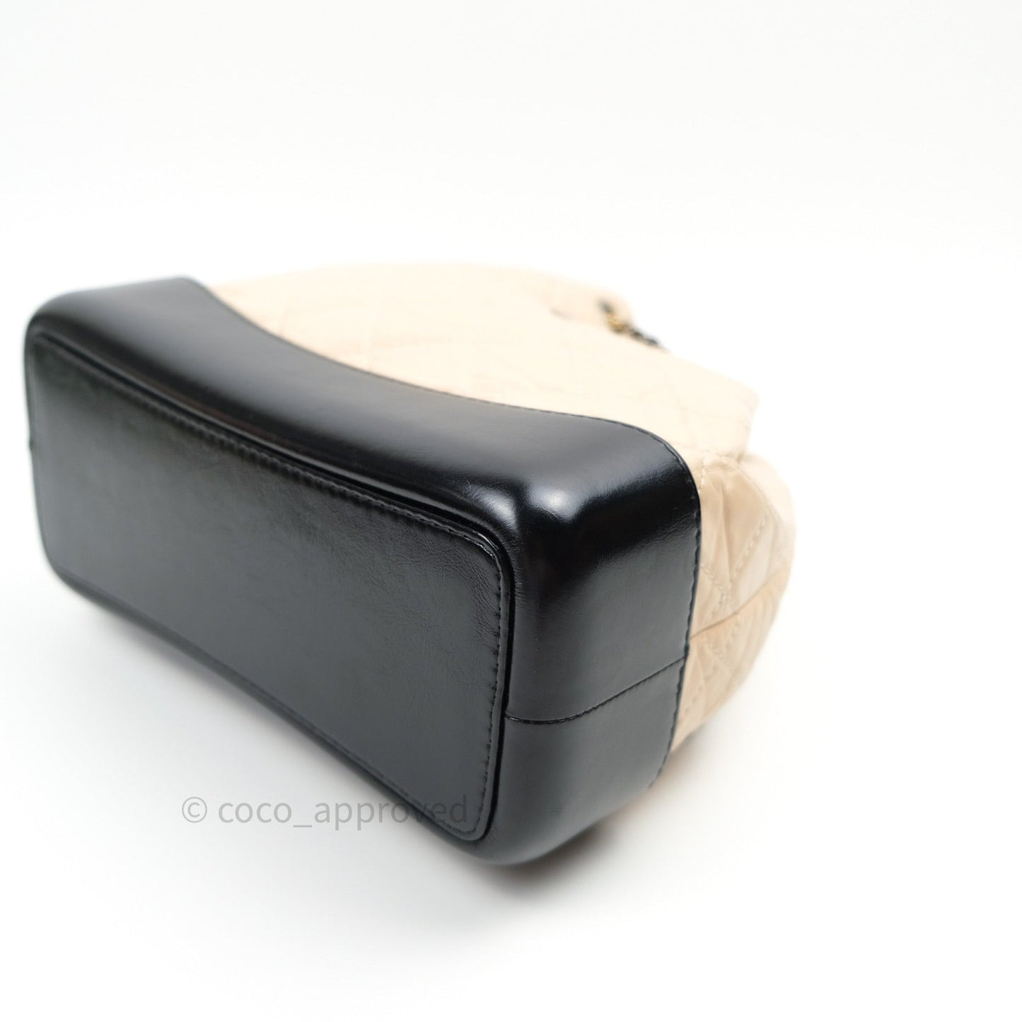 Chanel Gabrielle Backpack Black Aged Calfskin Small Beige Black