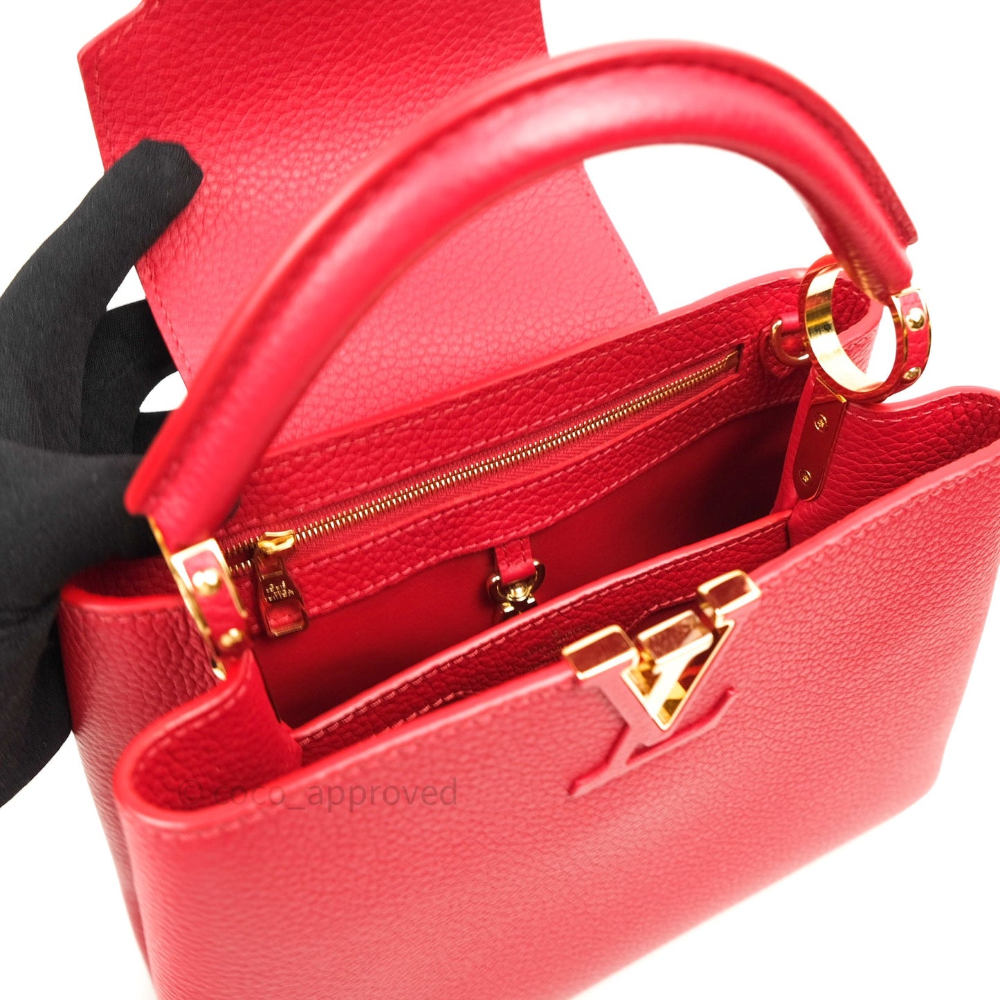 Louis Vuitton Taurillon Capucines BB Red Gold Hardware