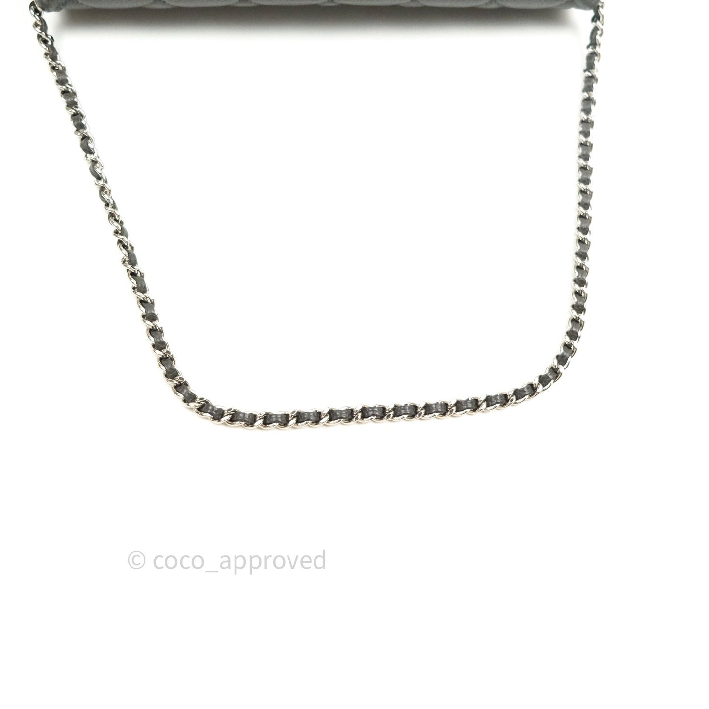 Chanel Quilted Clutch with Chain Dark Grey Caviar Leather Silver Hardware