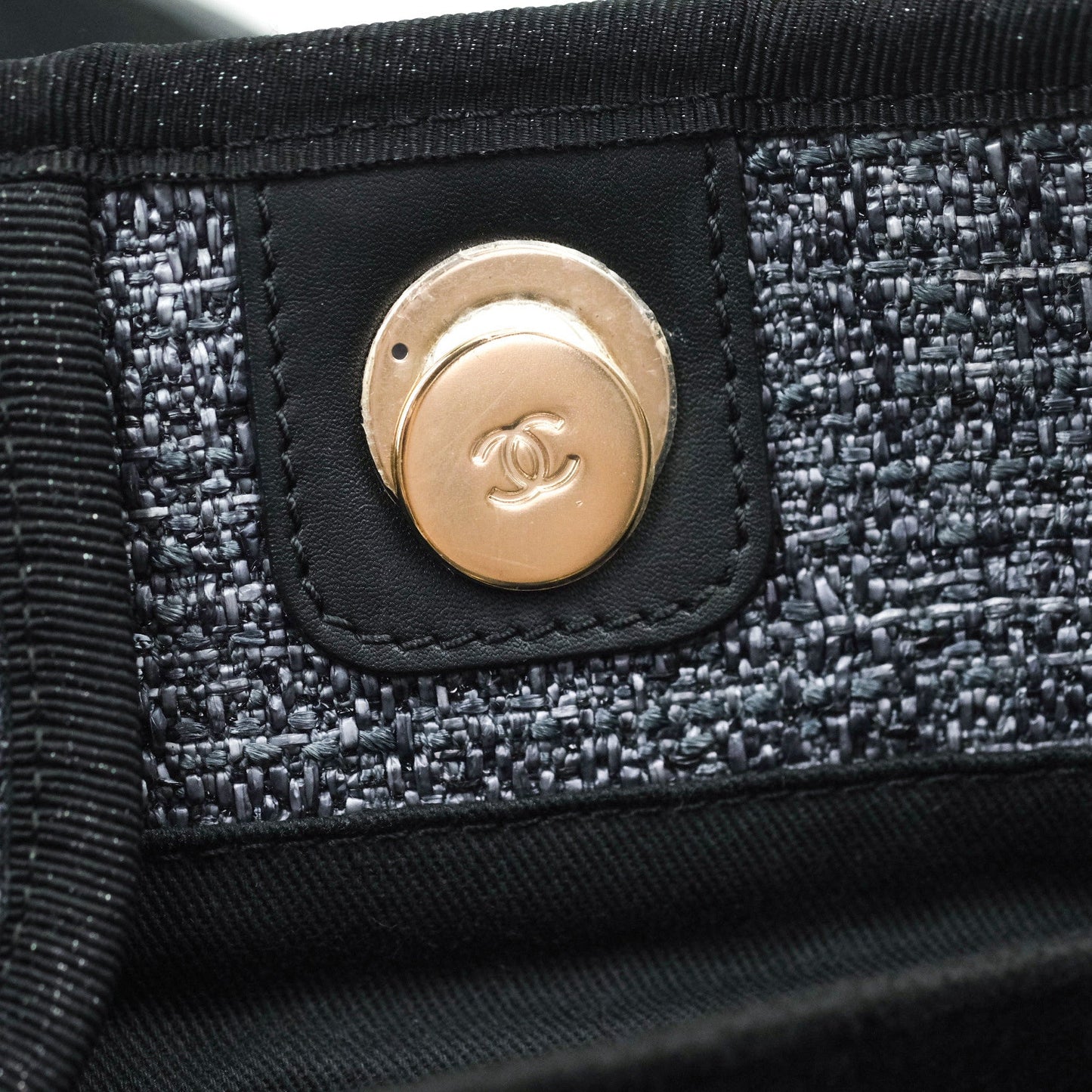 Chanel Large Deauville Charcoal Grey Canvas