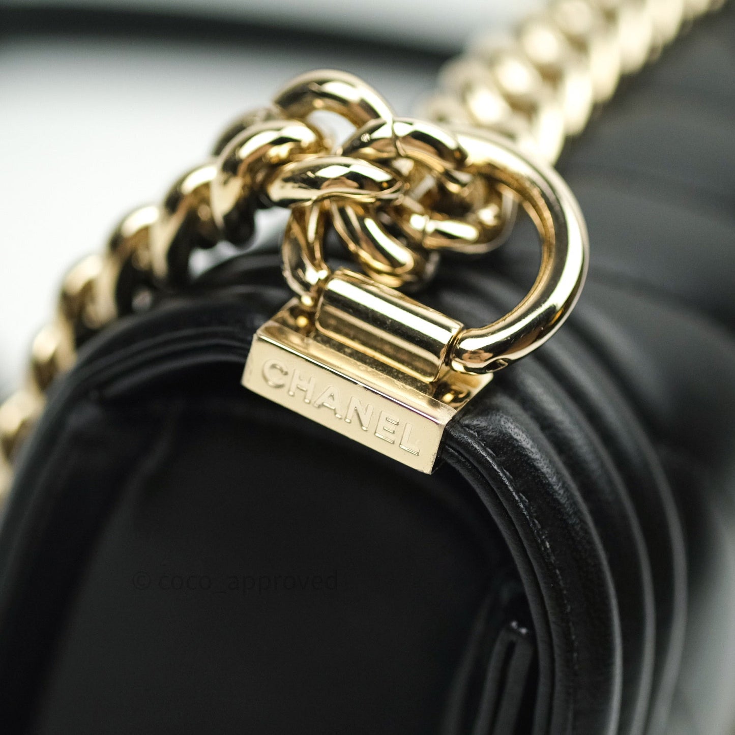 Chanel Small Boy Chevron Black Lambskin Gold Hardware