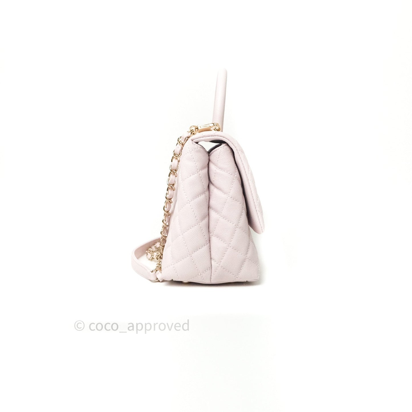 Chanel Small Coco Handle Quilted Lilac Pink Light Gold Hardware