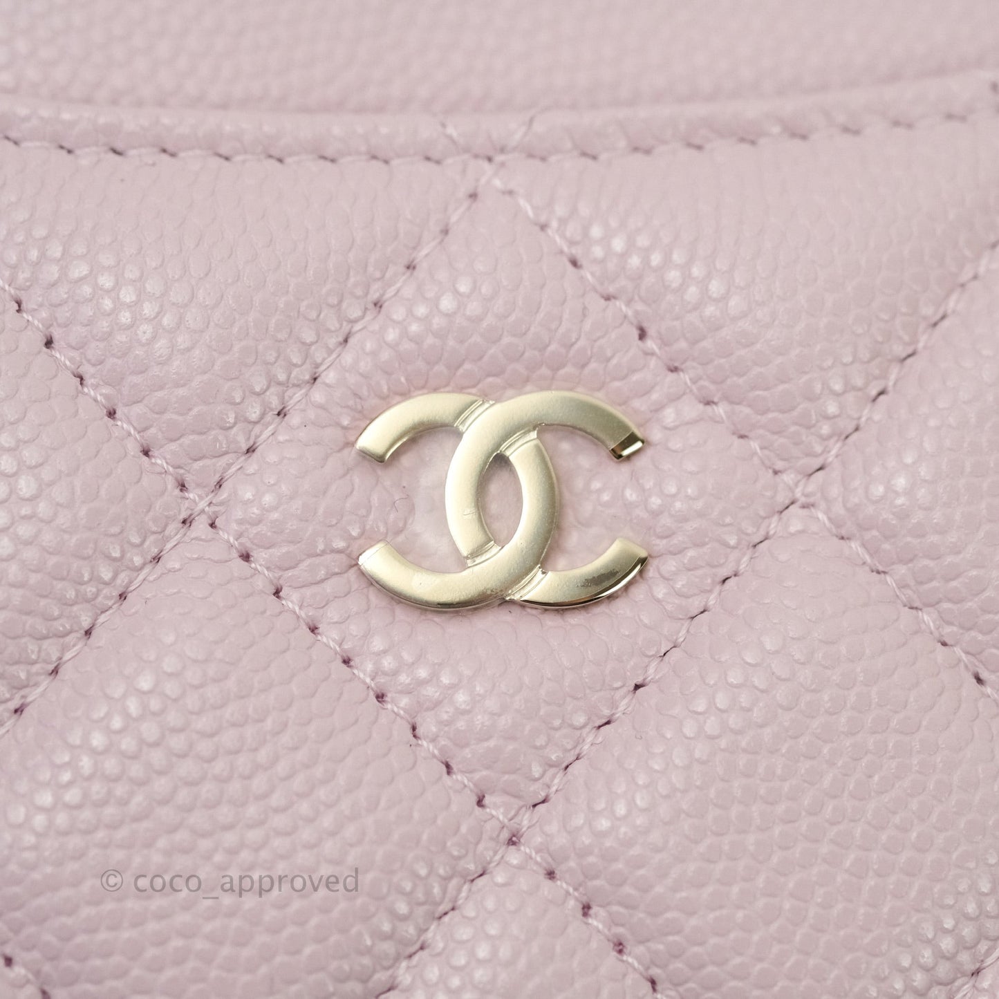 Chanel Quilted Classic Lilac Rose Clair Caviar Gold Hardware Flat Card Holder 21S
