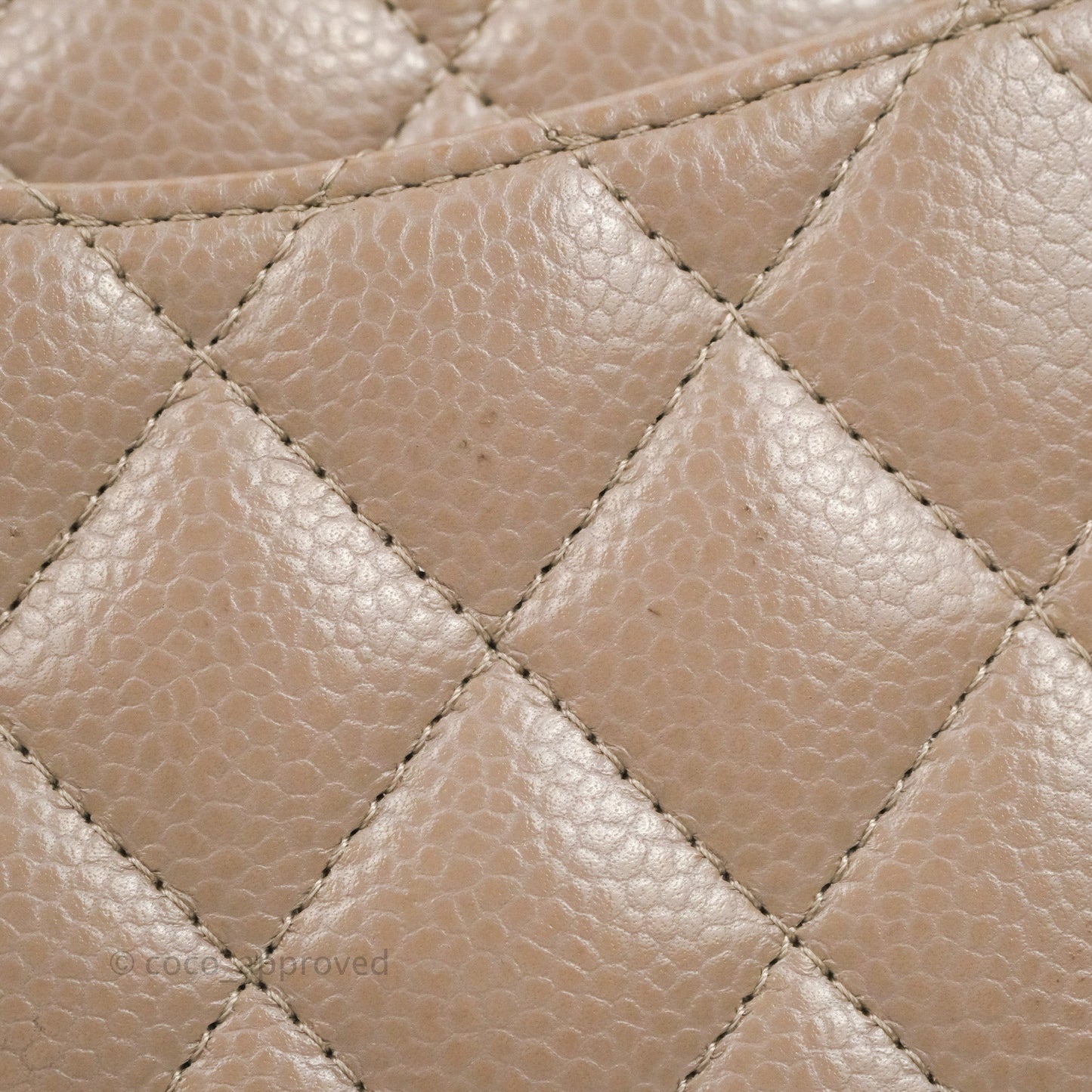Chanel Classic M/L Medium Flap Quilted Taupe Grey Caviar Silver Hardware