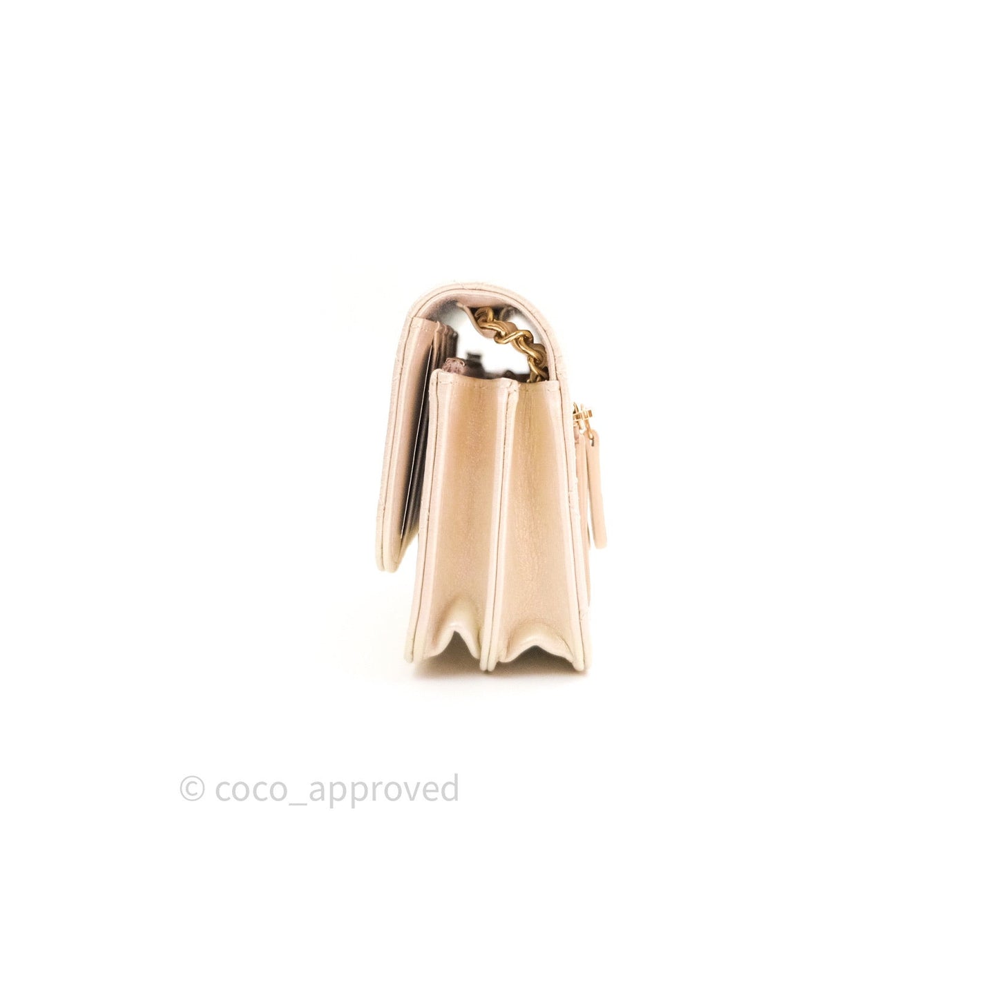 Chanel Quilted Mini Wallet on Chain WOC Iridescent Ivory Gold Hardware 20A