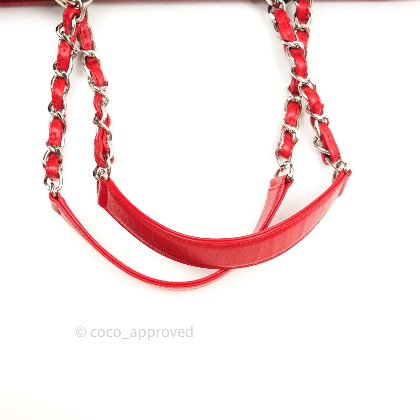 Chanel XL Grand Shopping Tote GST Red Caviar Silver Hardware