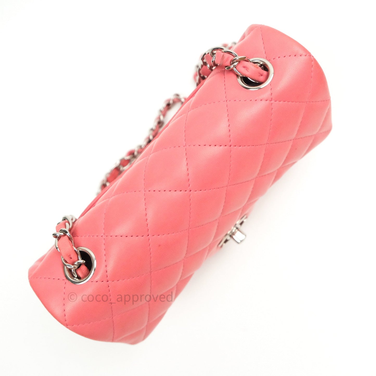 Chanel Quilted Mini Rectangular Pink Lambskin Silver Hardware