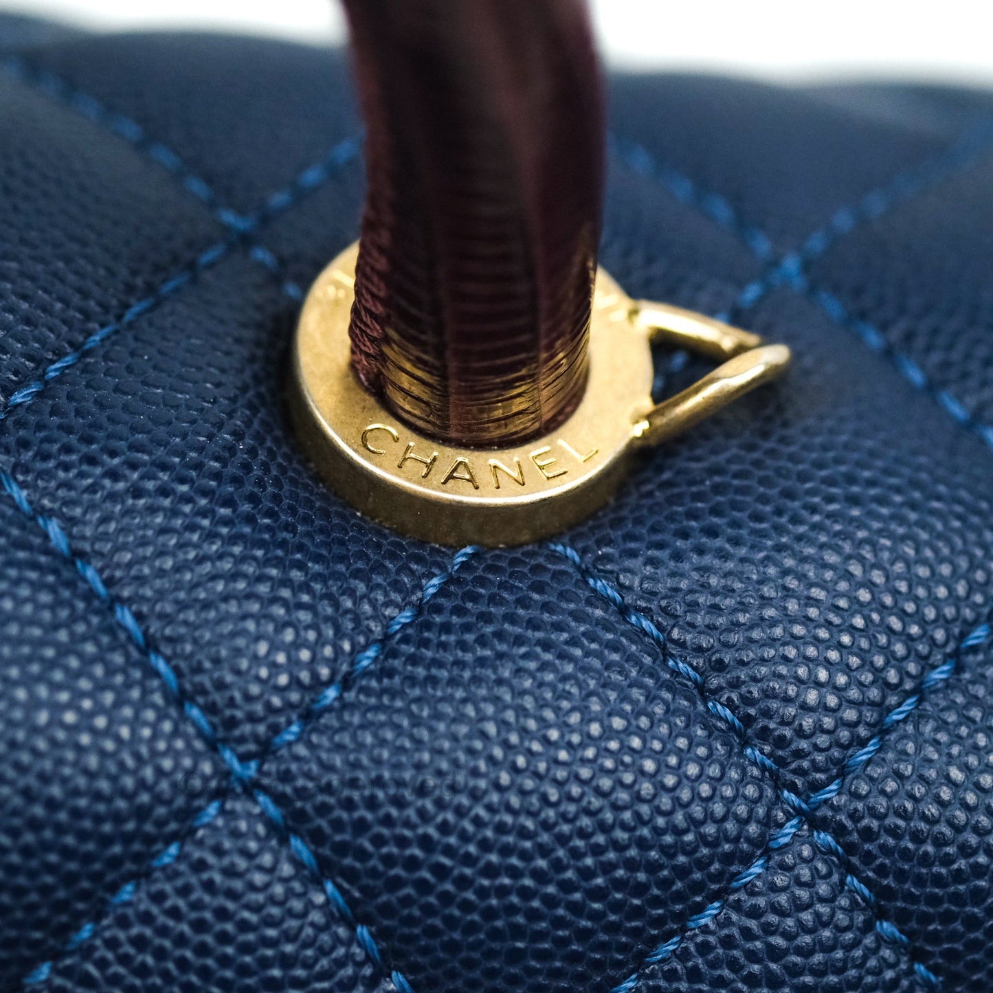 Chanel Quilted Medium Coco Handle Flap Navy Caviar Lizard Handle