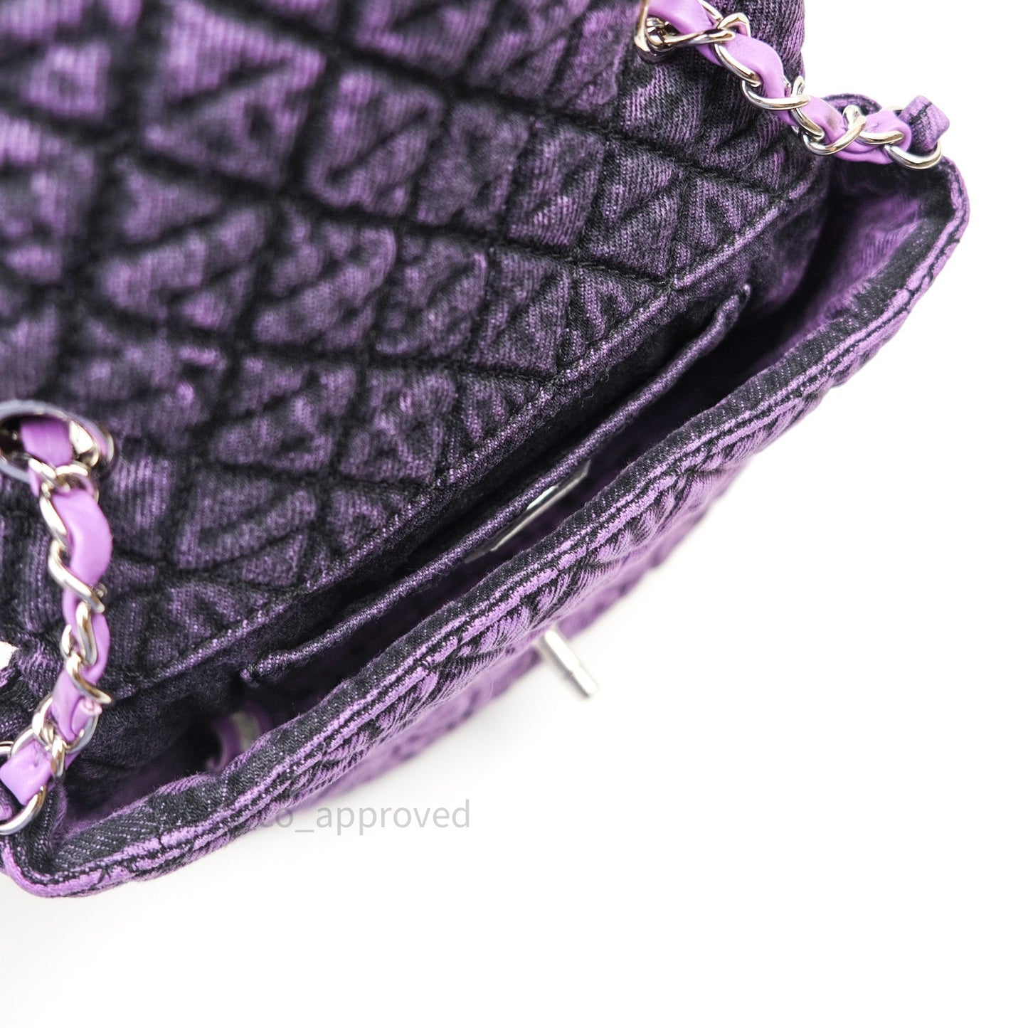 Chanel Denim Quilted Small Flap Purple Black