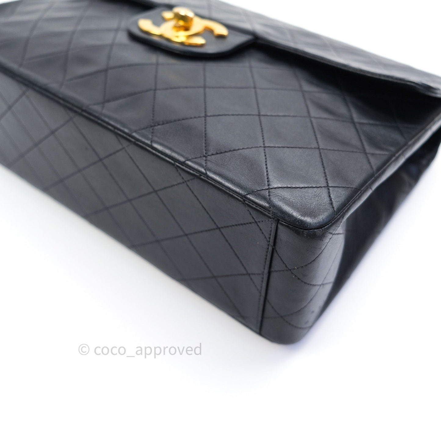 Chanel Vintage XL Jumbo Single Flap Black Lambskin 24K Gold Hardware