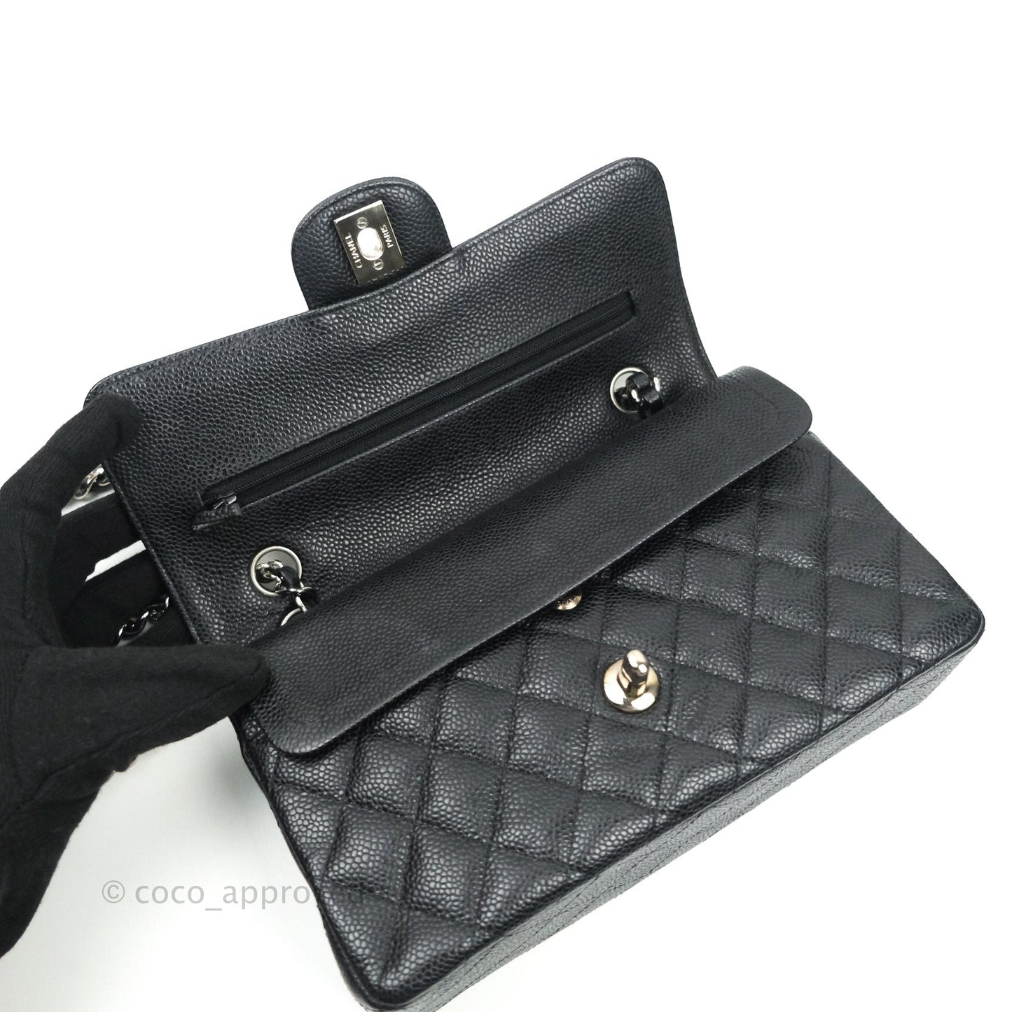 Chanel Classic Small S/M Flap Black Caviar Silver Hardware