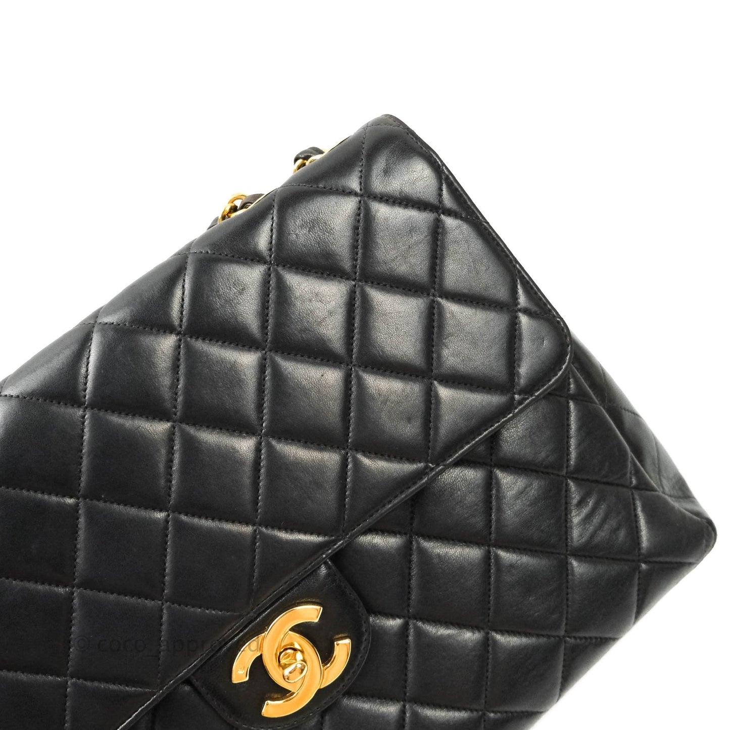 Chanel Vintage XL Jumbo Single Flap Black Lambskin 24K Gold Hardware