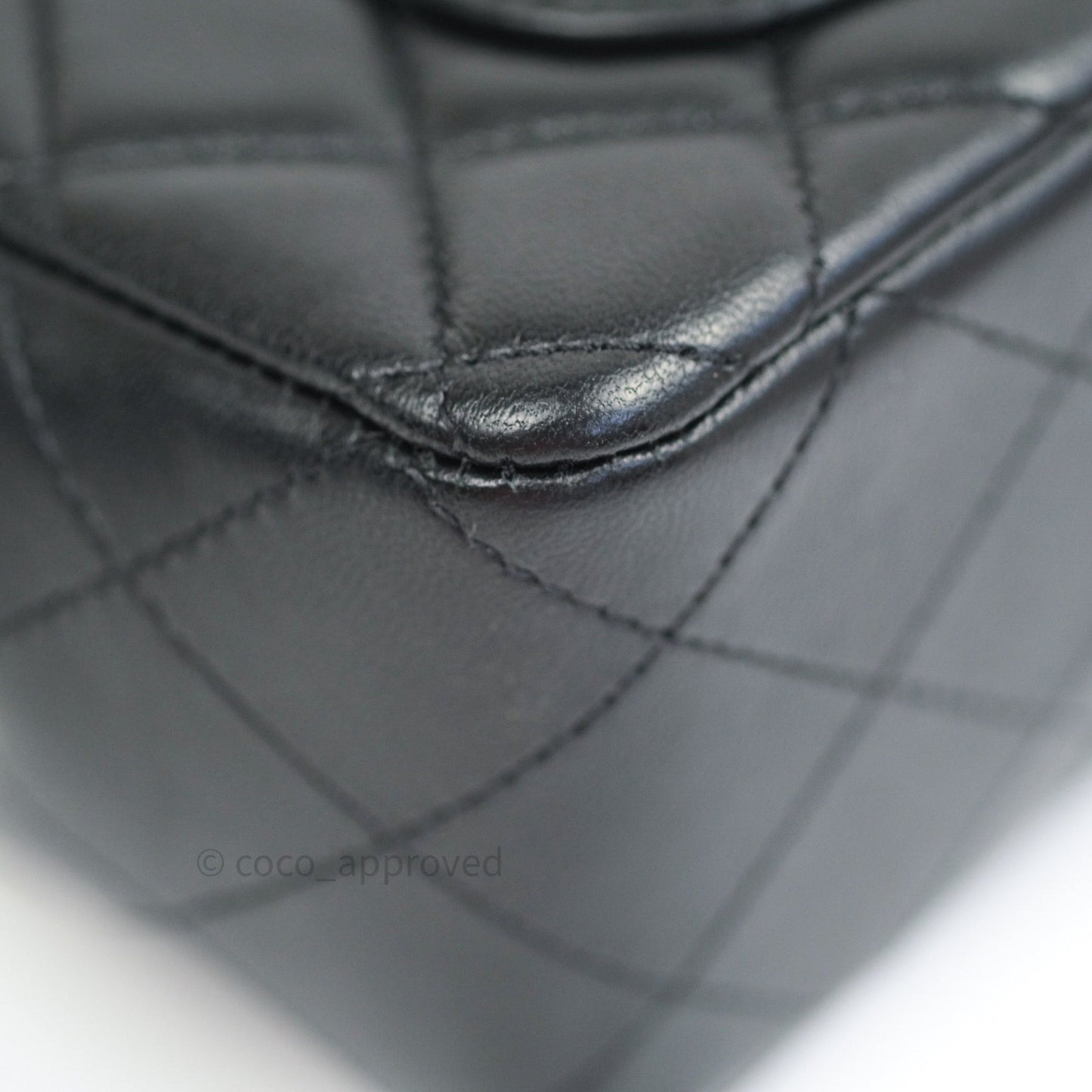 Chanel Quilted Mini Rectangular Black Lambskin Silver Hardware