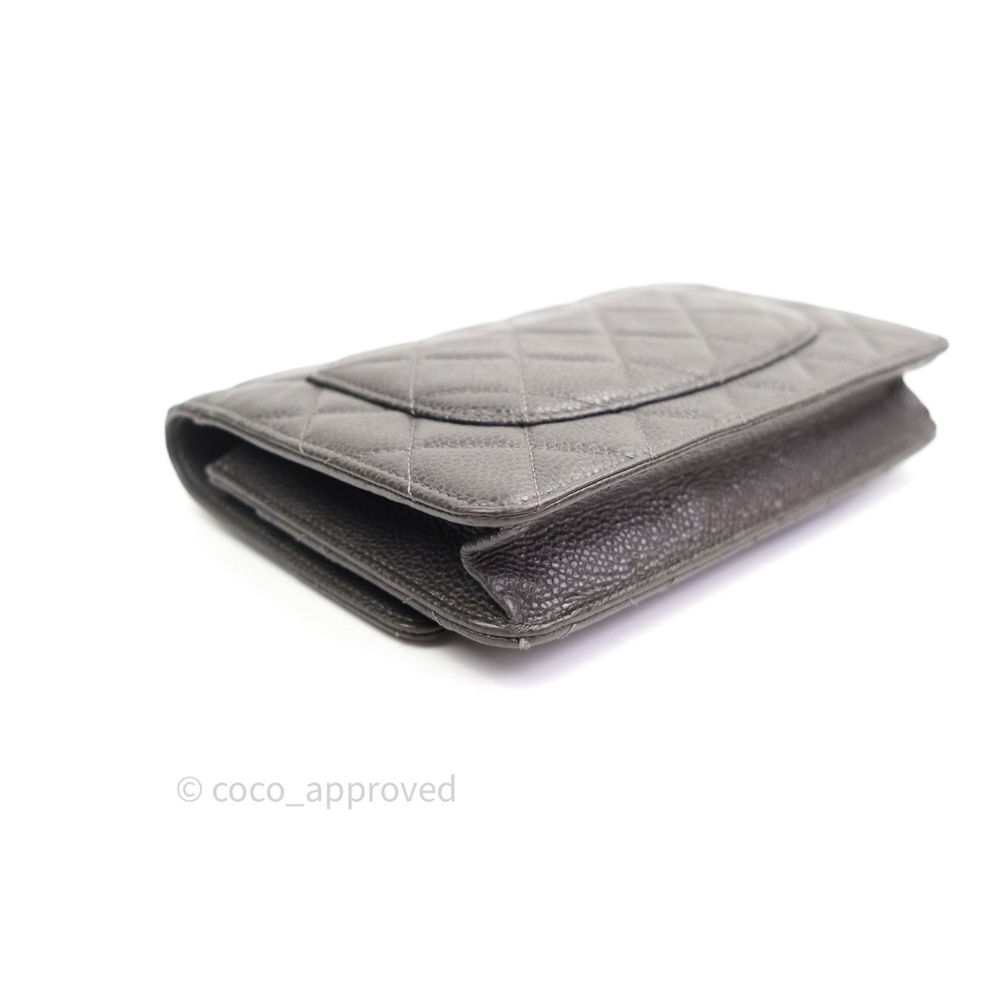 Chanel Quilted Wallet on Chain WOC Dark Grey Caviar Silver Hardware