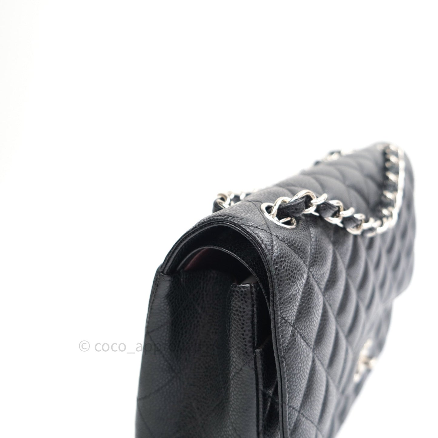 Chanel Classic Jumbo Double Flap Black Quilted Caviar Silver Hardware⁣⁣