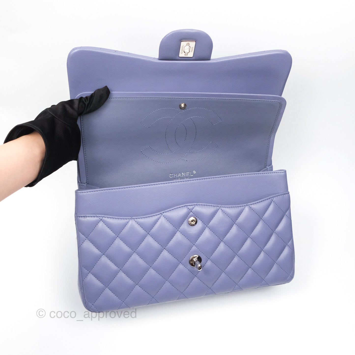 Chanel Jumbo Double Flap Lavender Blue Lambskin Silver Hardware⁣⁣