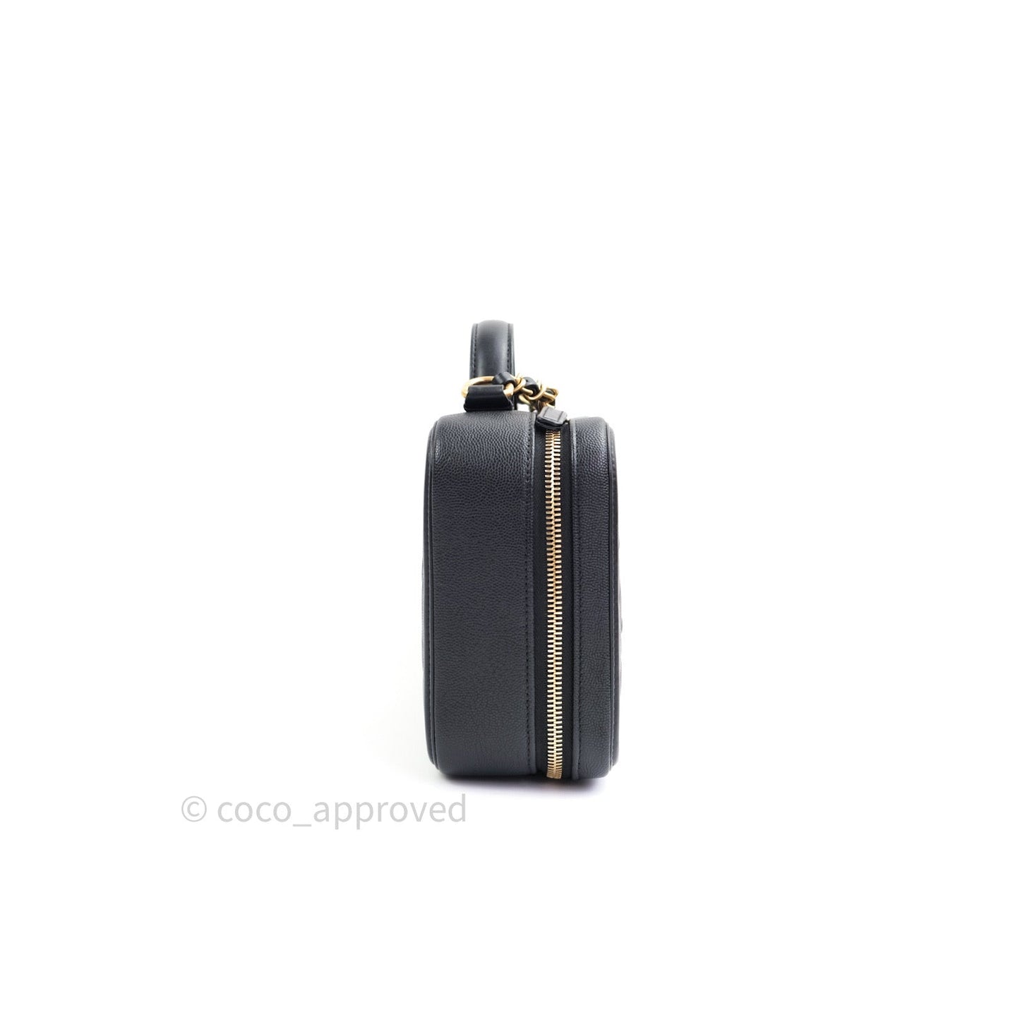 Chanel Quilted Medium CC Filigree Vanity Case Black Caviar Gold Hardware
