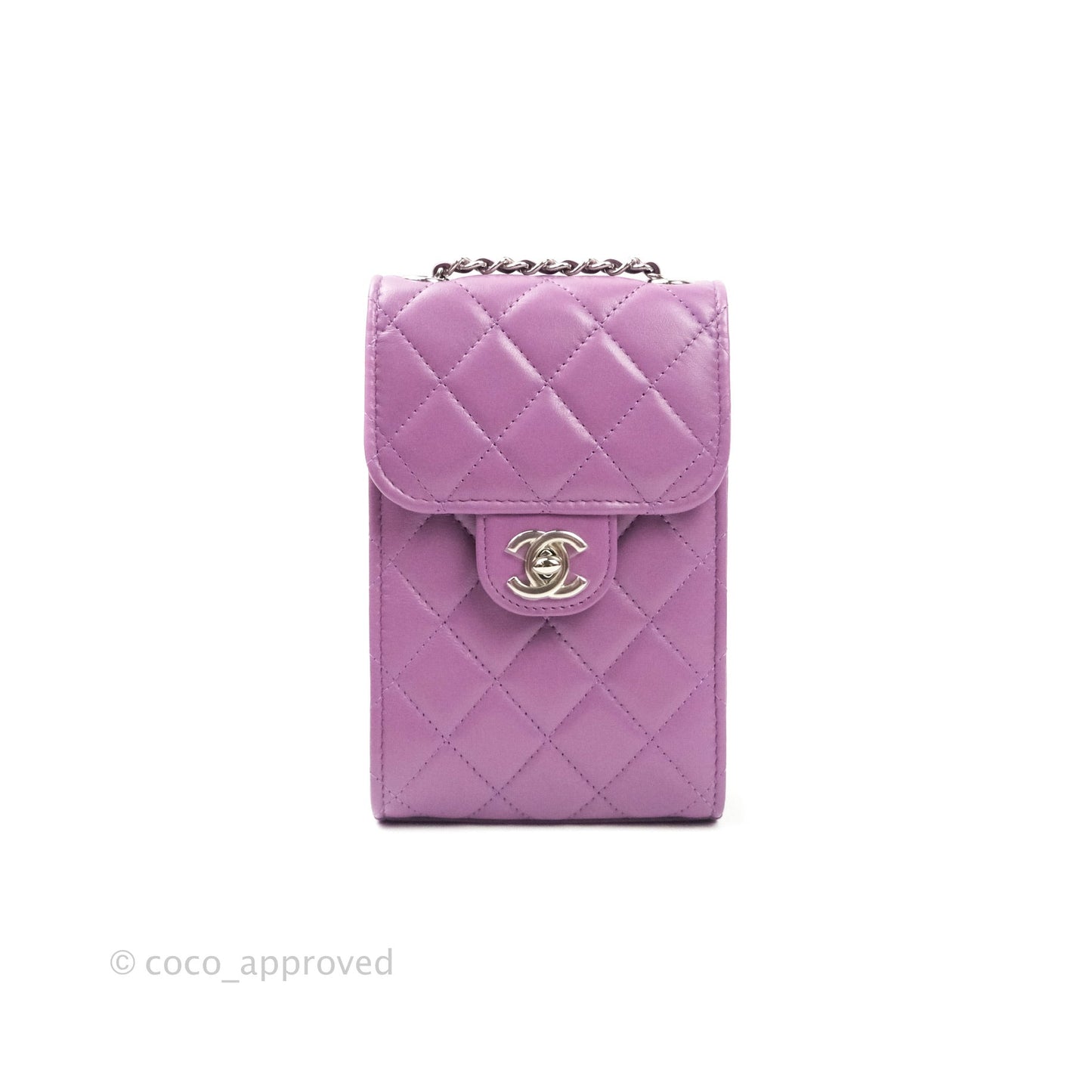 Chanel Classic Quilted Purple Silver Hardware Phone Holder