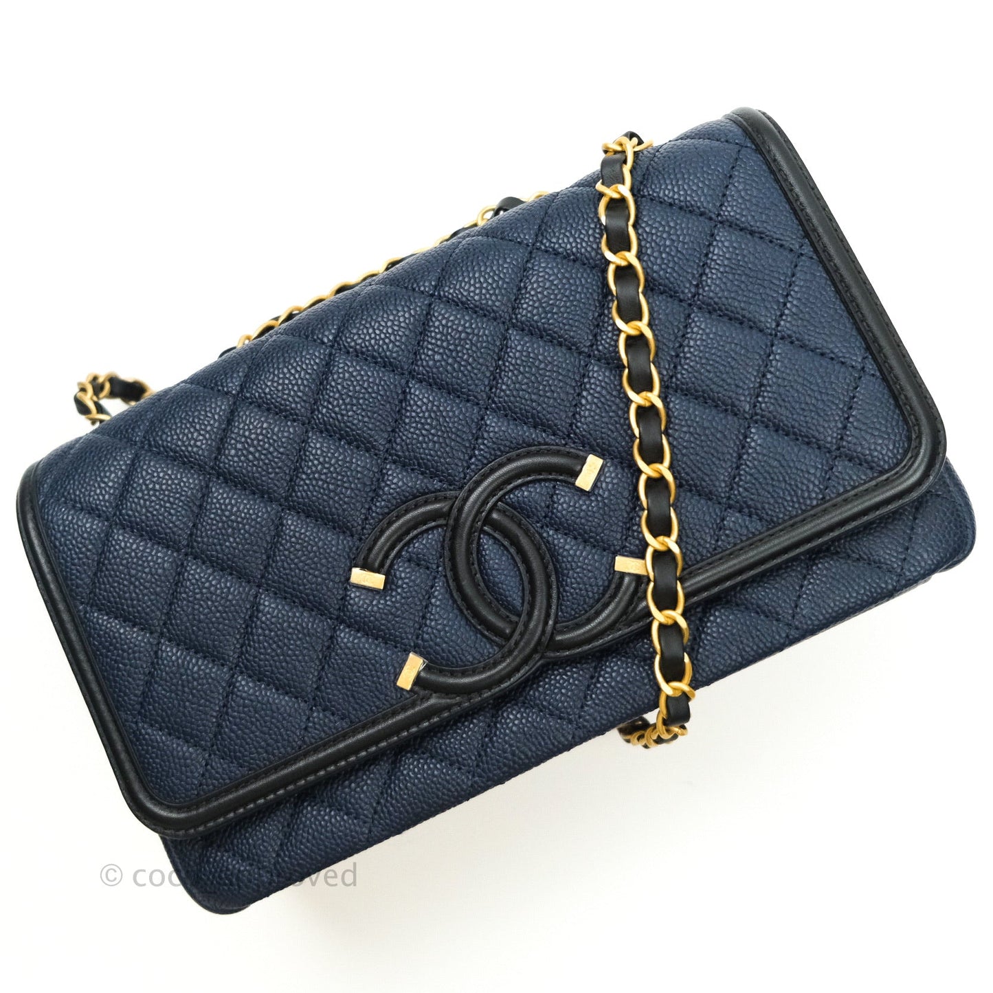 Chanel Quilted Medium CC Filigree Flap Navy Caviar