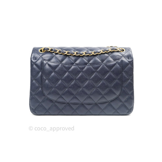 Chanel Jumbo Double Flap Navy Caviar Gold Hardware⁣⁣