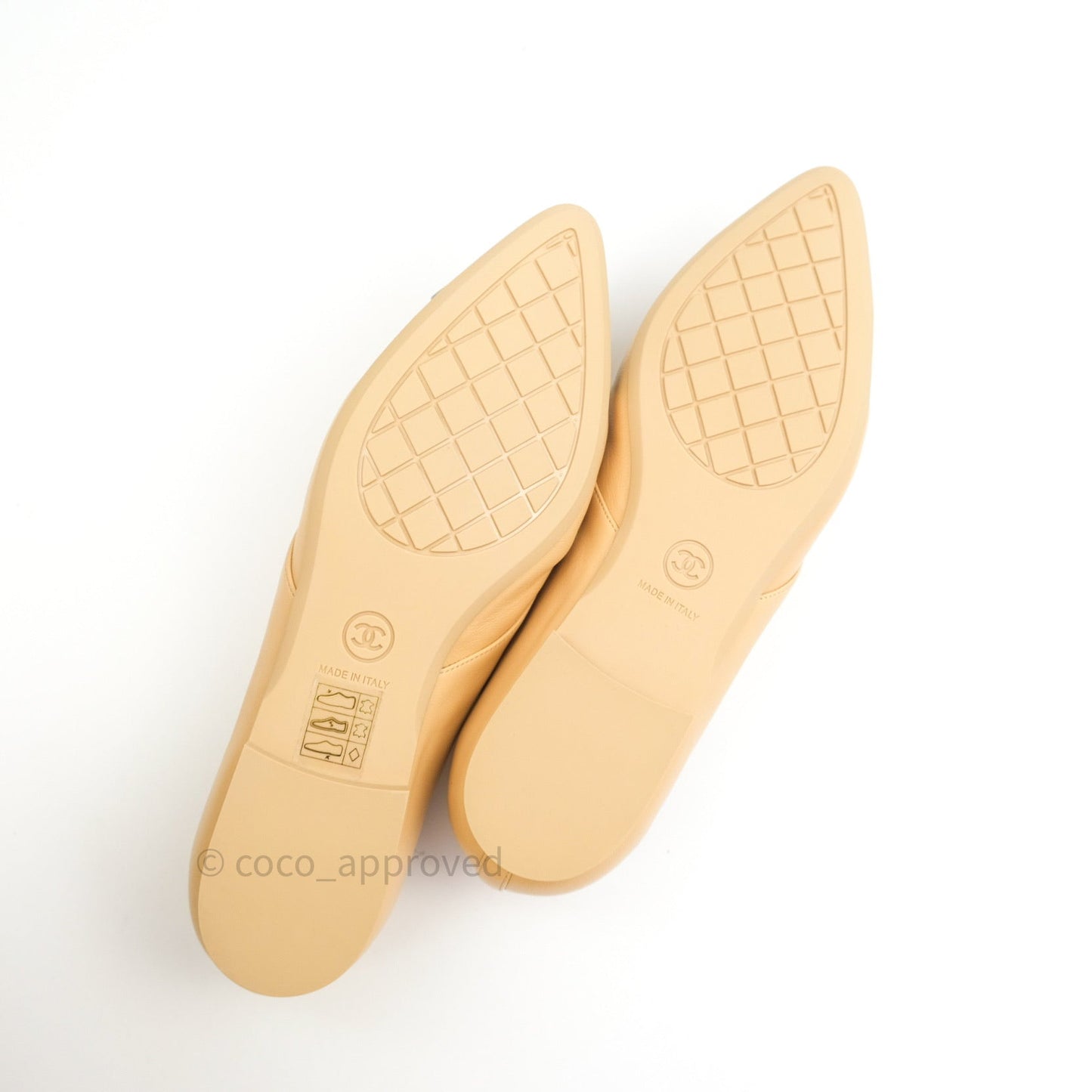 Chanel Beige Black Lambskin Pointy Shoes