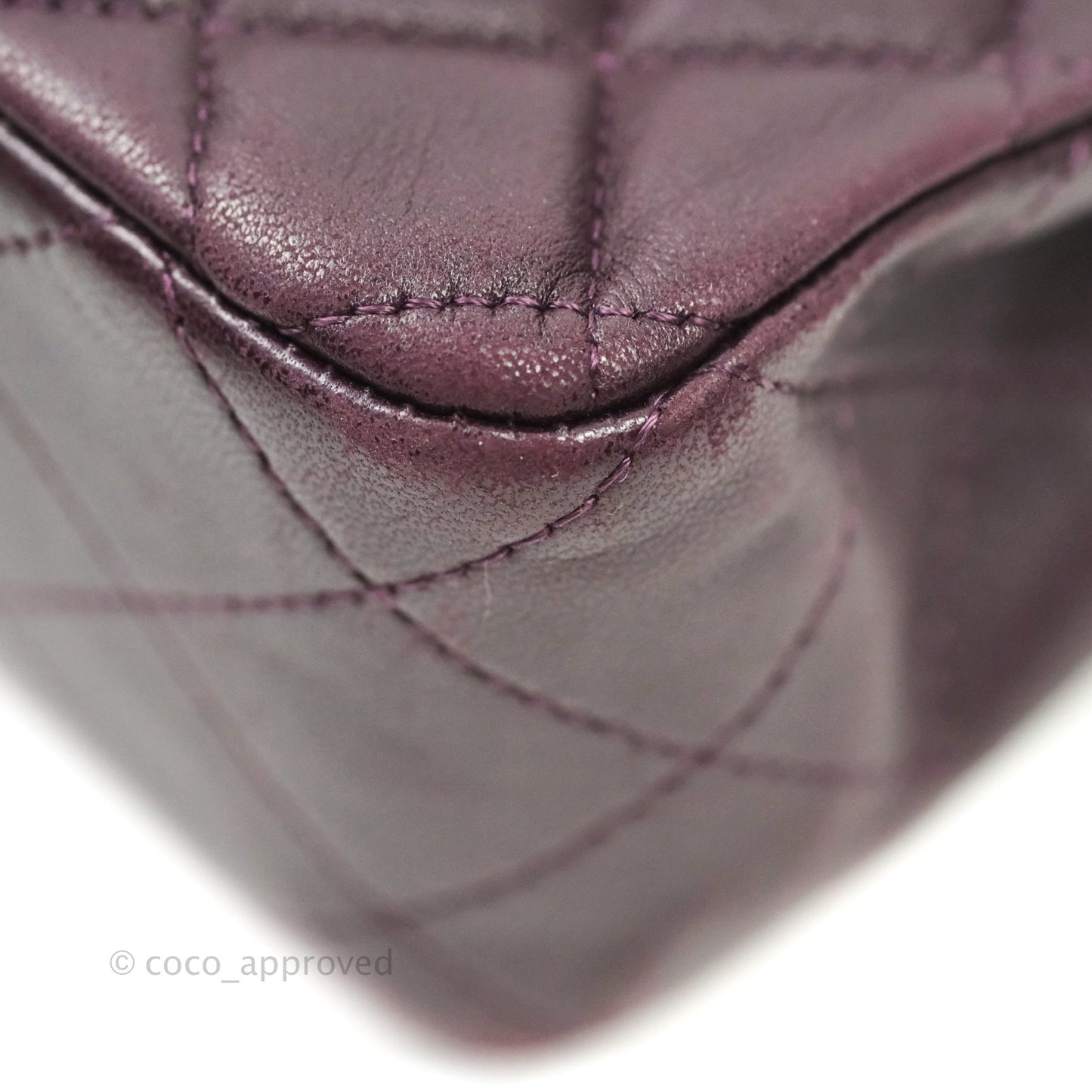 Chanel Quilted Mini Rectangular Purple Lambskin Silver Hardware