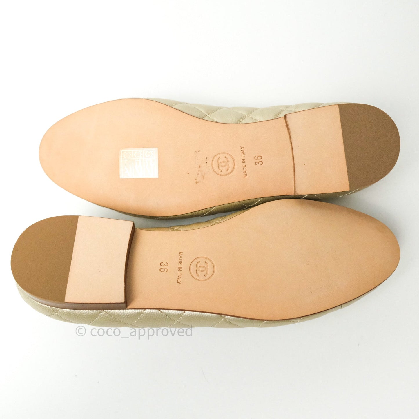 Chanel Ballerina CC Caviar Light Gold Size 36