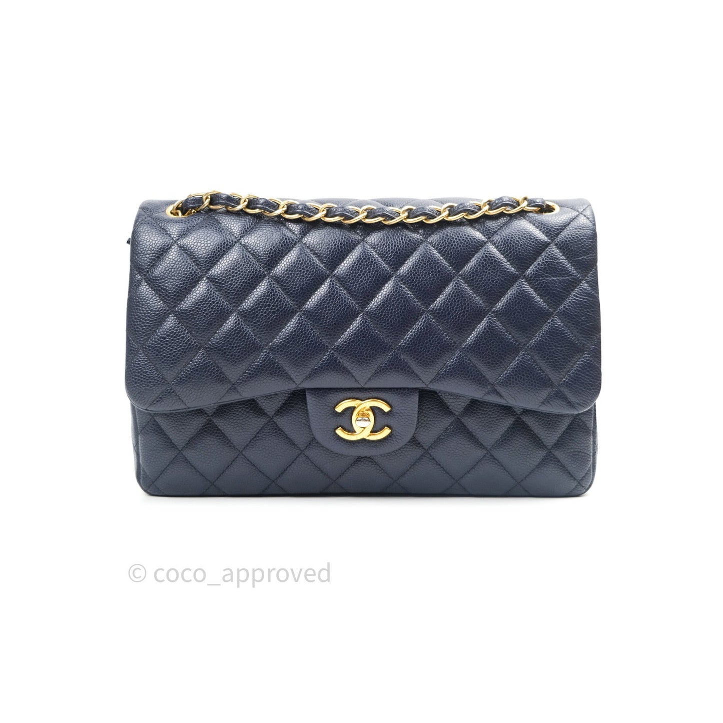 Chanel Jumbo Double Flap Navy Caviar Gold Hardware⁣⁣