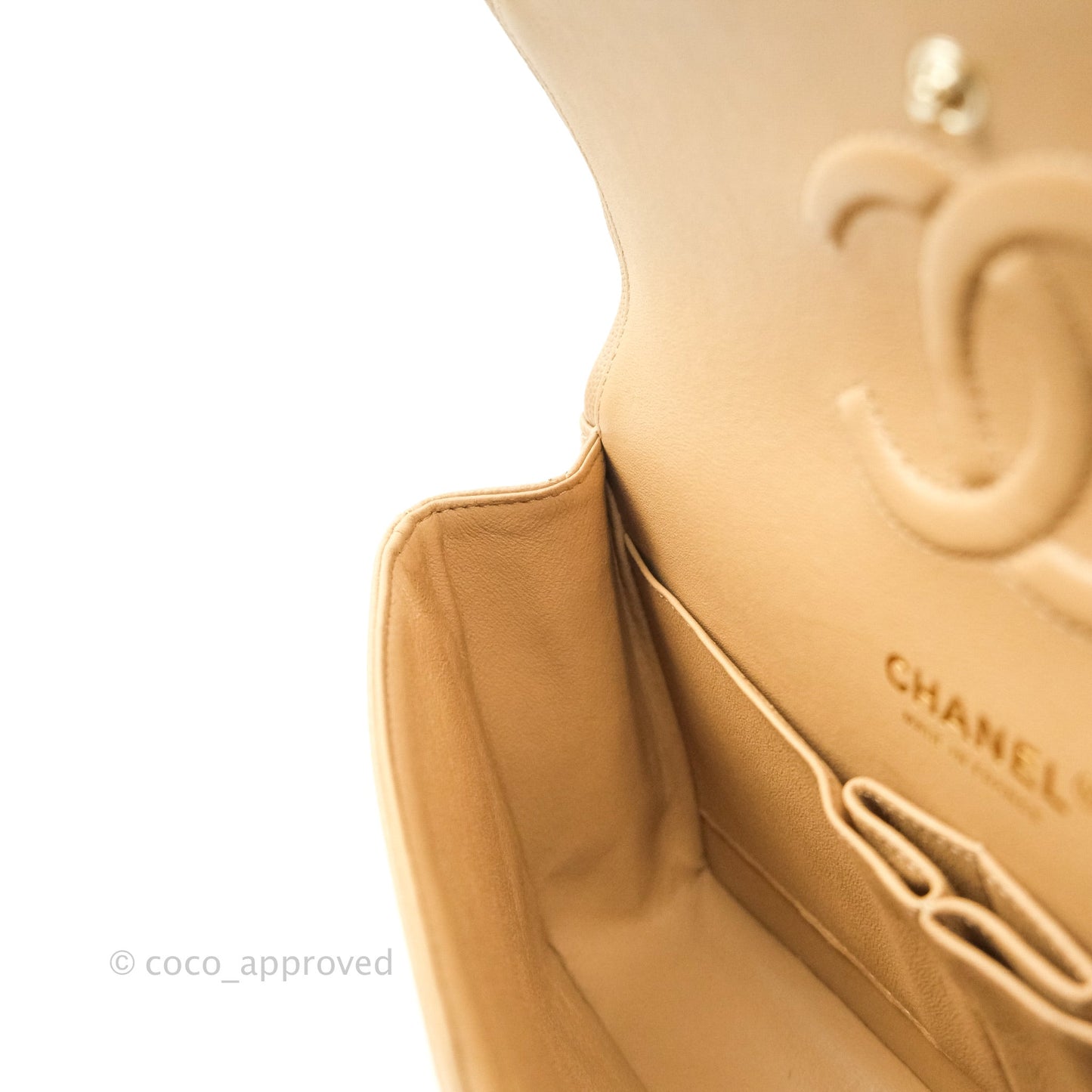 Chanel Classic M/L Medium Double Flap Dark Beige Caviar Gold Hardware 19B