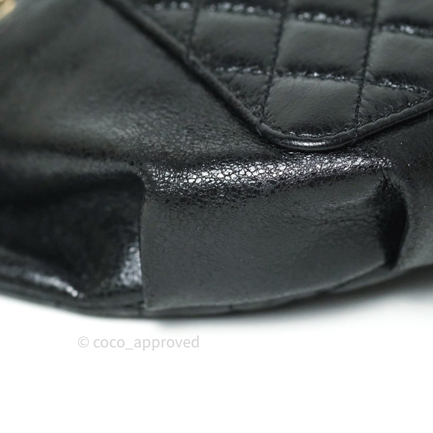 Chanel Black Glazed Calfskin Fanny Pack Belt Bag Gold Hardware