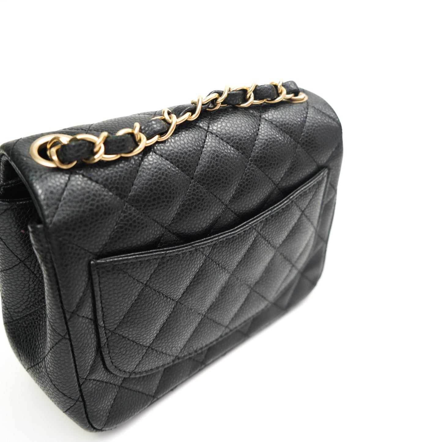 Chanel Mini Square Dark Gray Caviar Gold Hardware