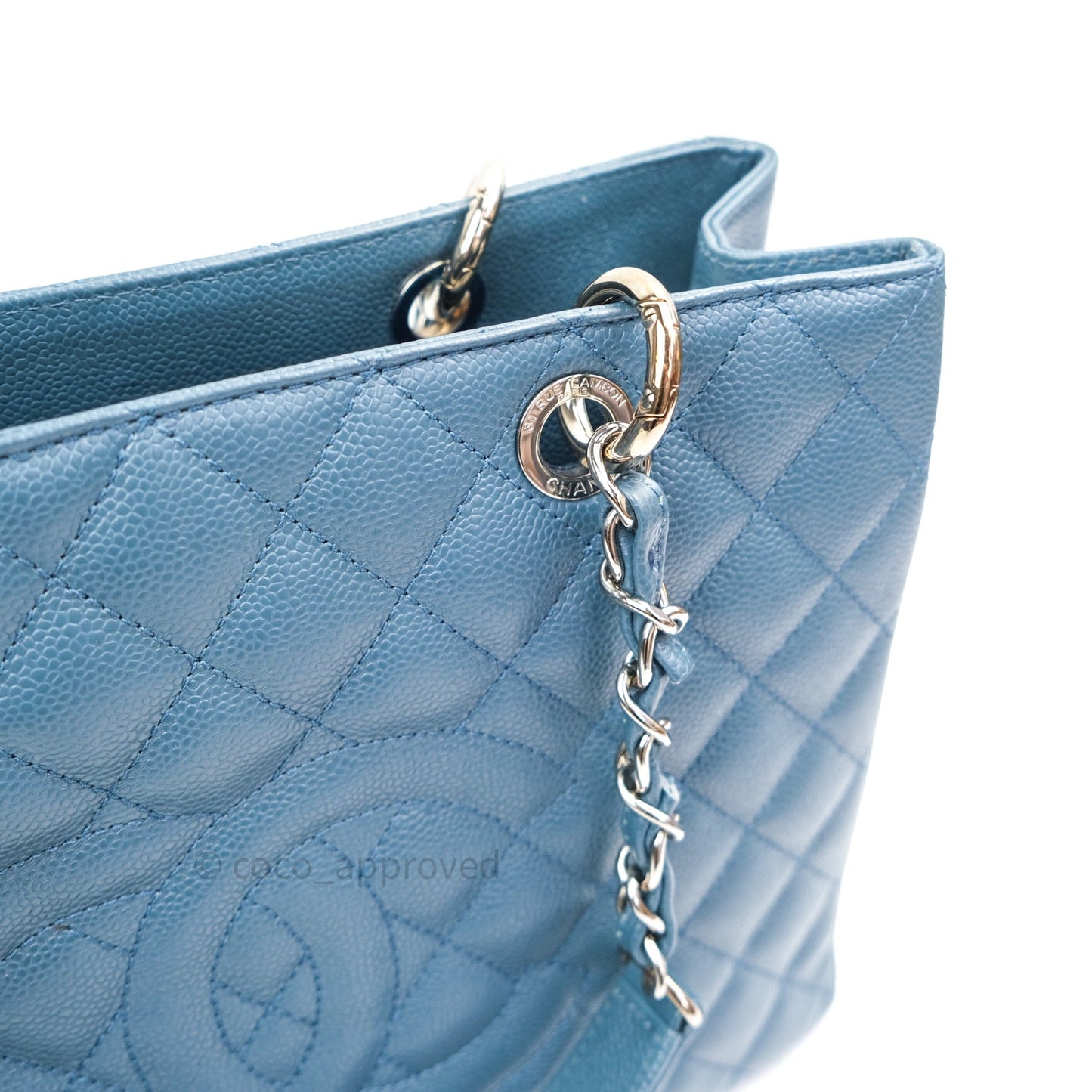 Chanel GST Grand Shopping Tote Blue Caviar Silver Hardware