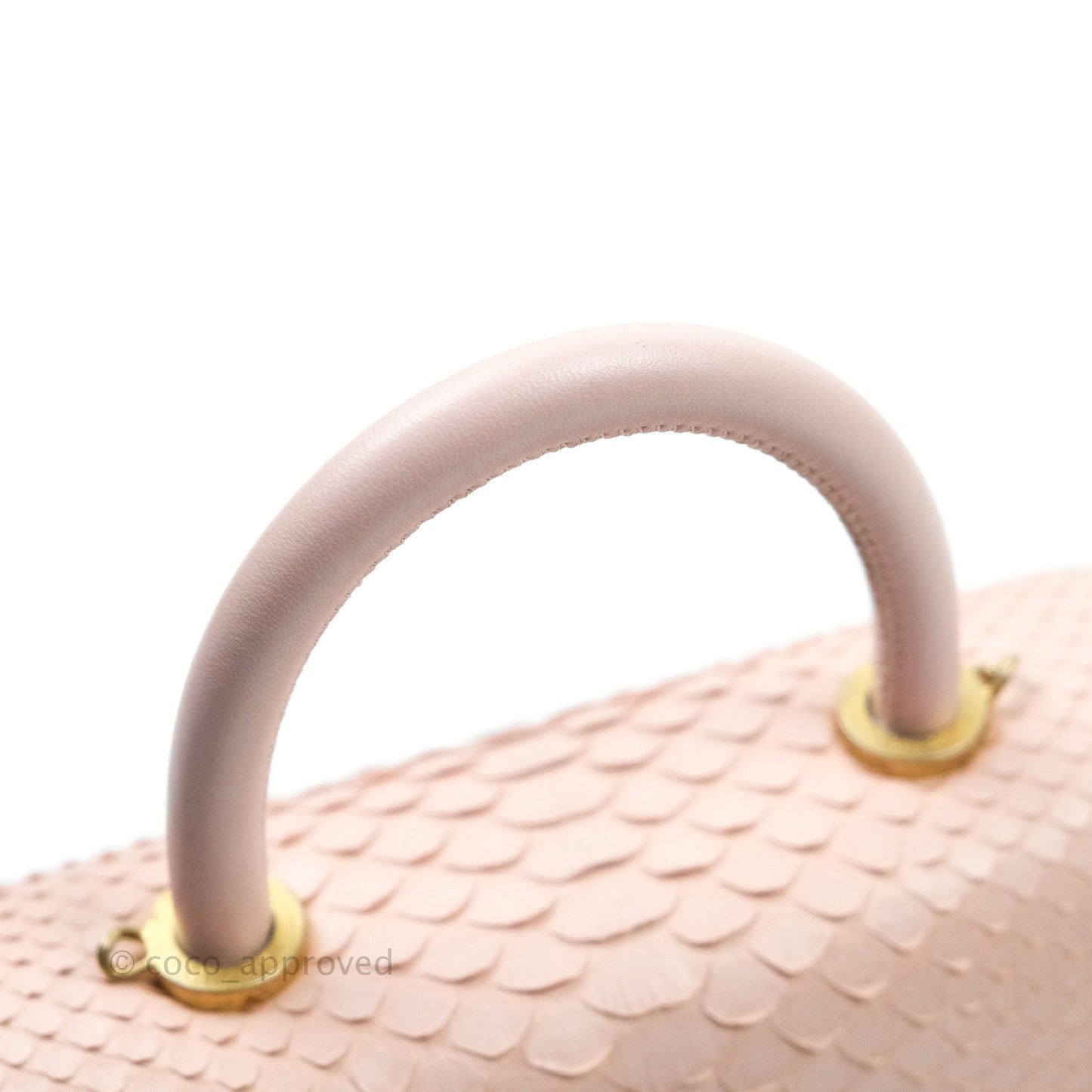 Chanel Quilted Mini Coco Handle Baby Pink Python Gold Hardware