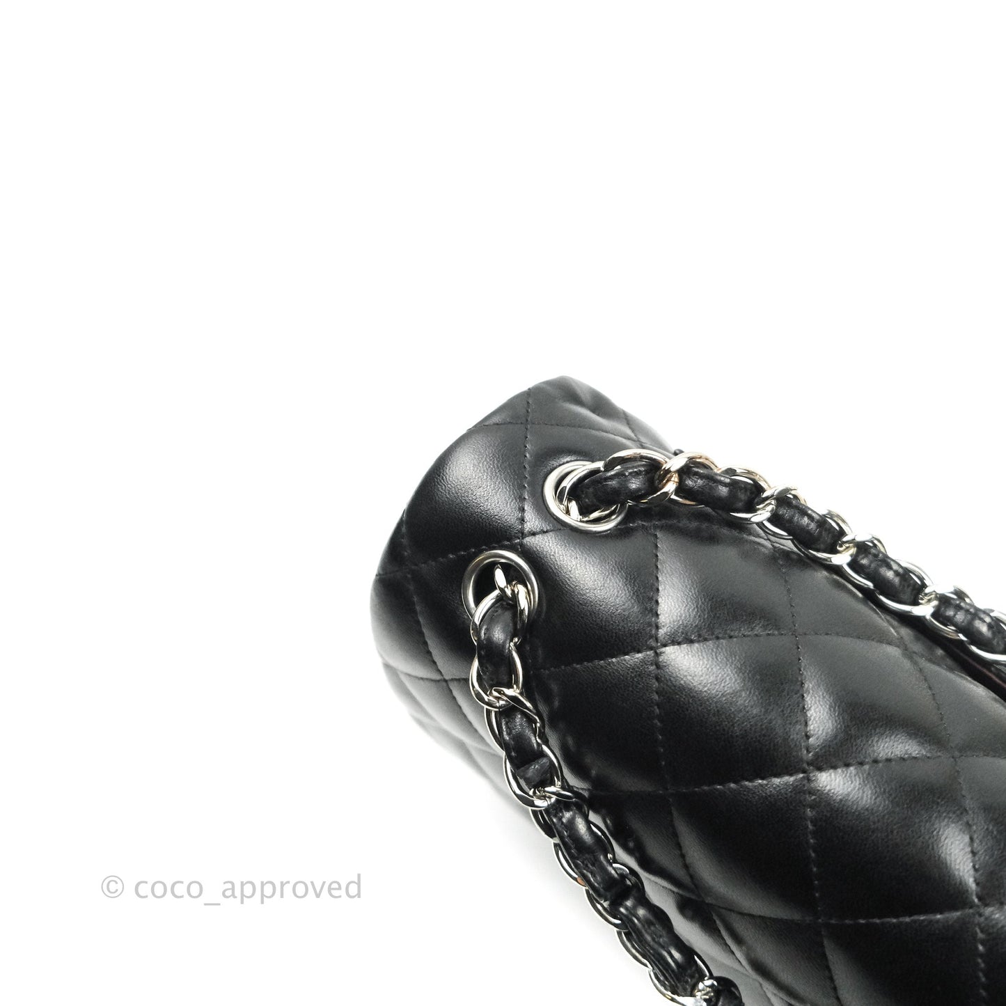 Chanel Jumbo Double Flap Bag Black Lambskin Silver Hardware⁣⁣
