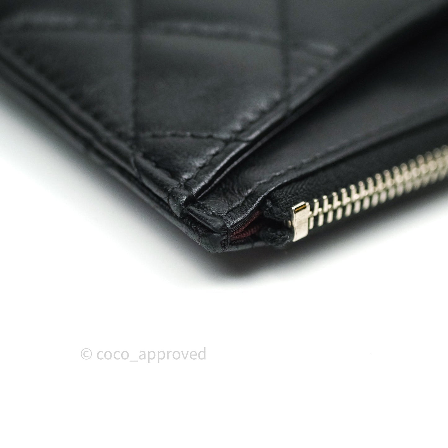 Chanel O Case Phone Case Pouch Card Holder Black Lambskin Silver Hardware