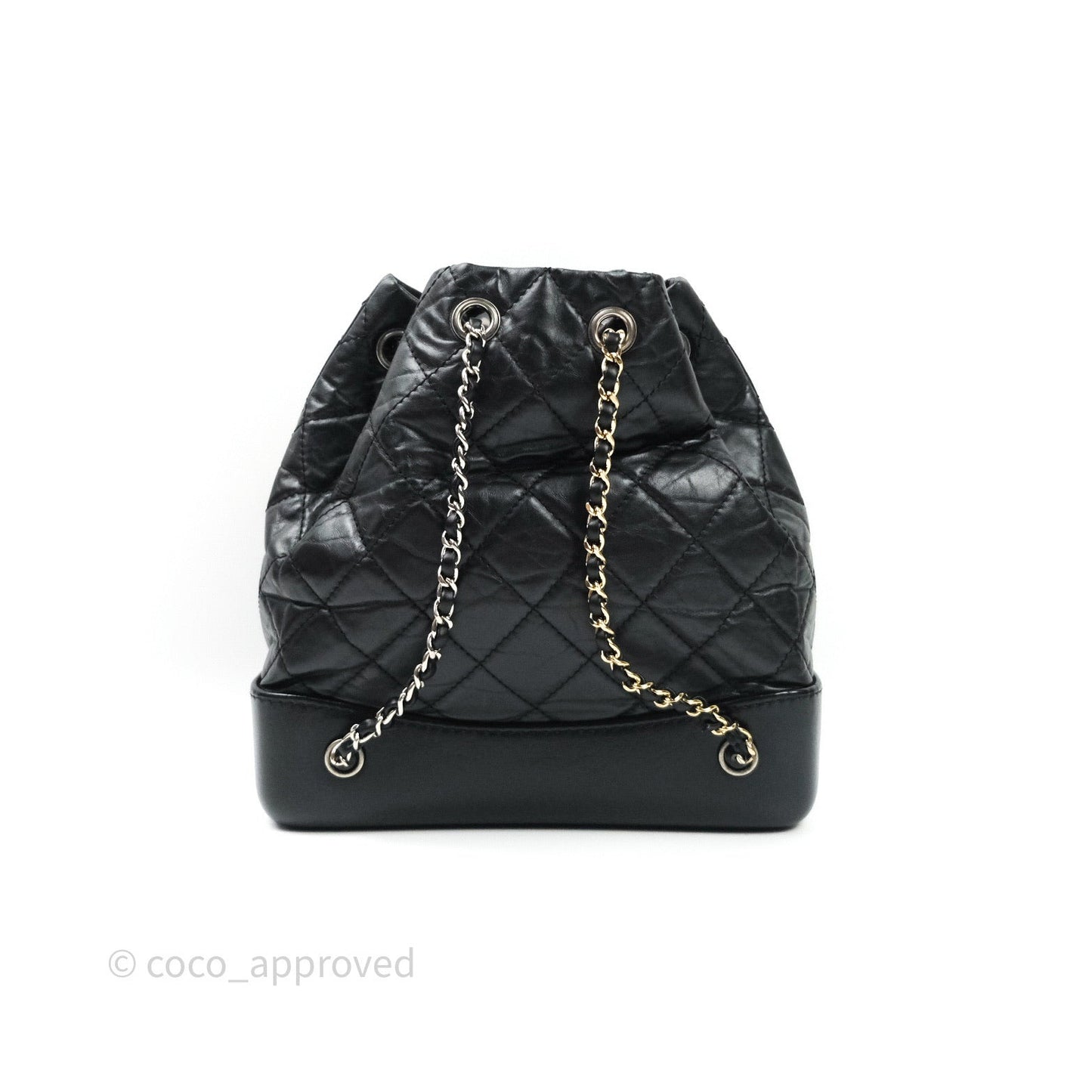 Chanel Gabrielle Backpack Black Aged Calfskin Small Navy Black
