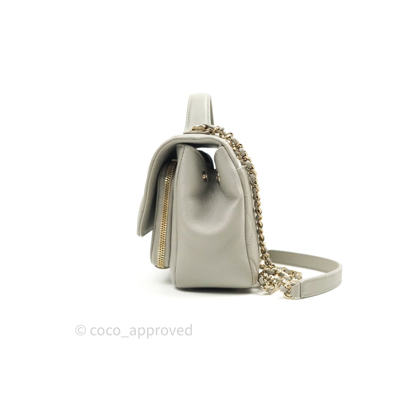 Chanel Quilted Small Business Affinity Flap Grey Caviar Light Gold Hardware