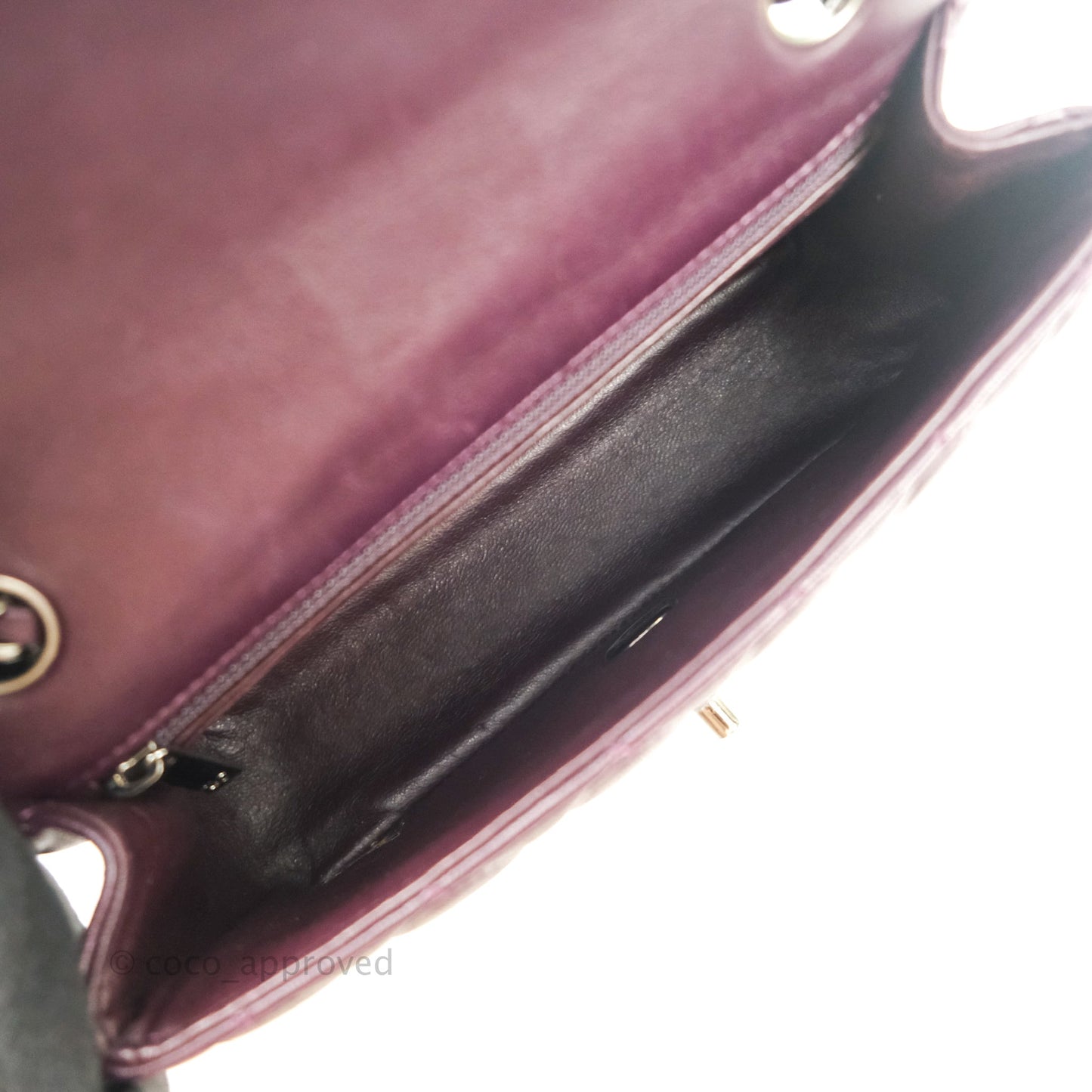Chanel Quilted Mini Rectangular Purple Lambskin Silver Hardware