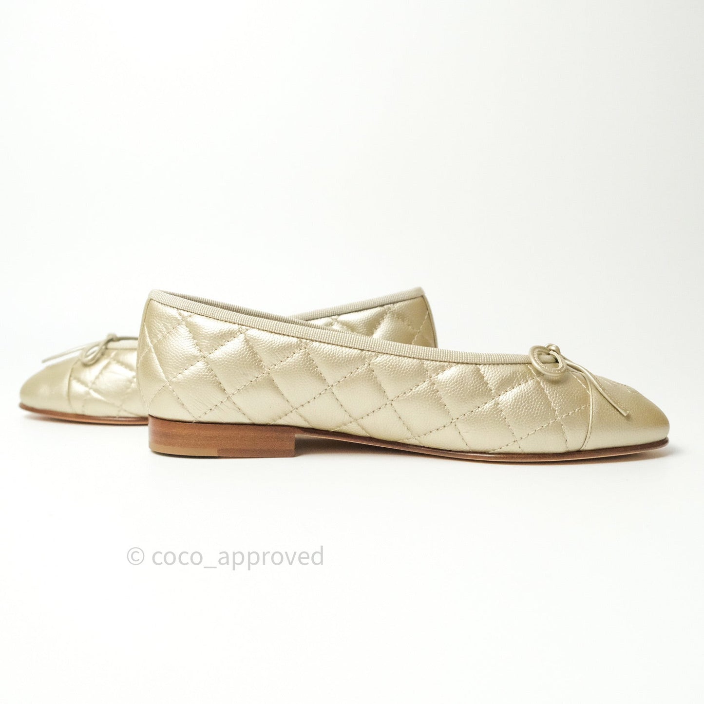 Chanel Ballerina CC Caviar Light Gold Size 36
