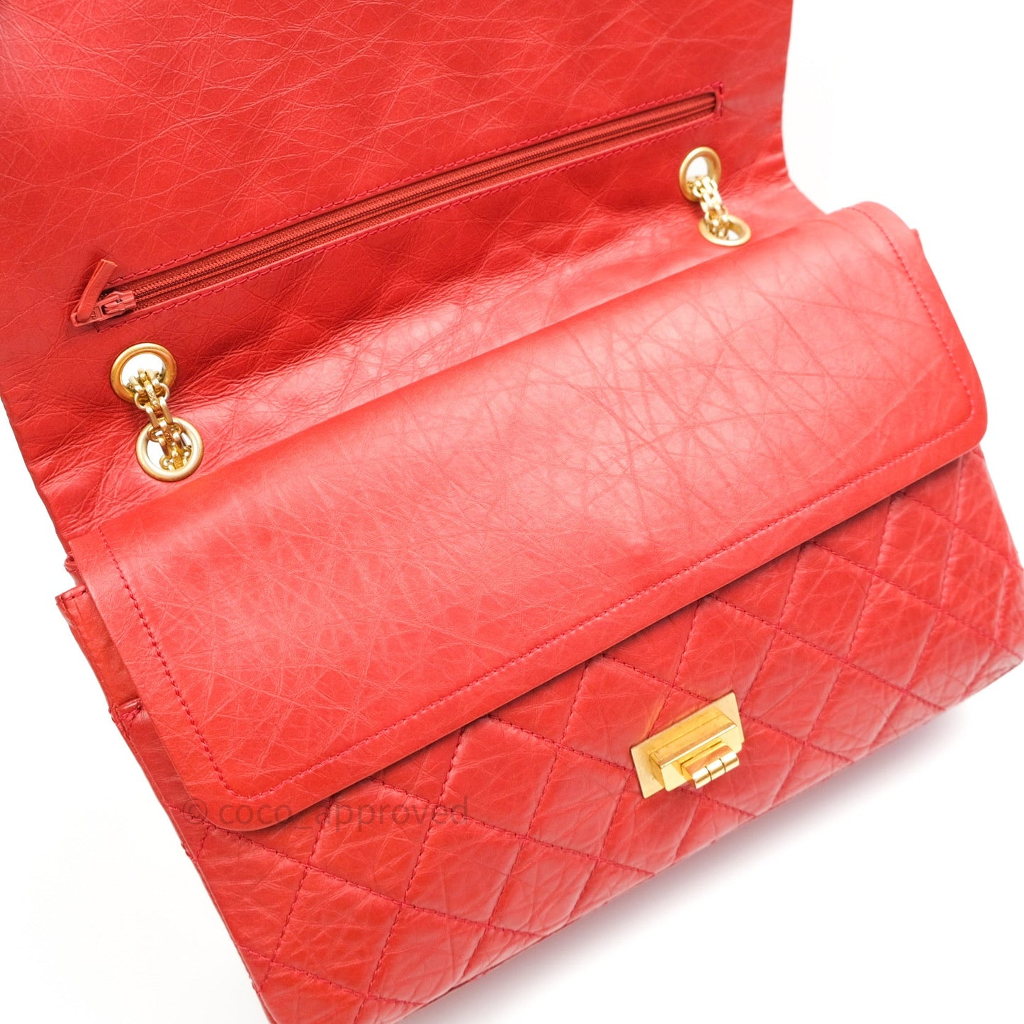 Chanel Reissue Quilted Aged Calfskin Coral Red Ruthenium Hardware 227