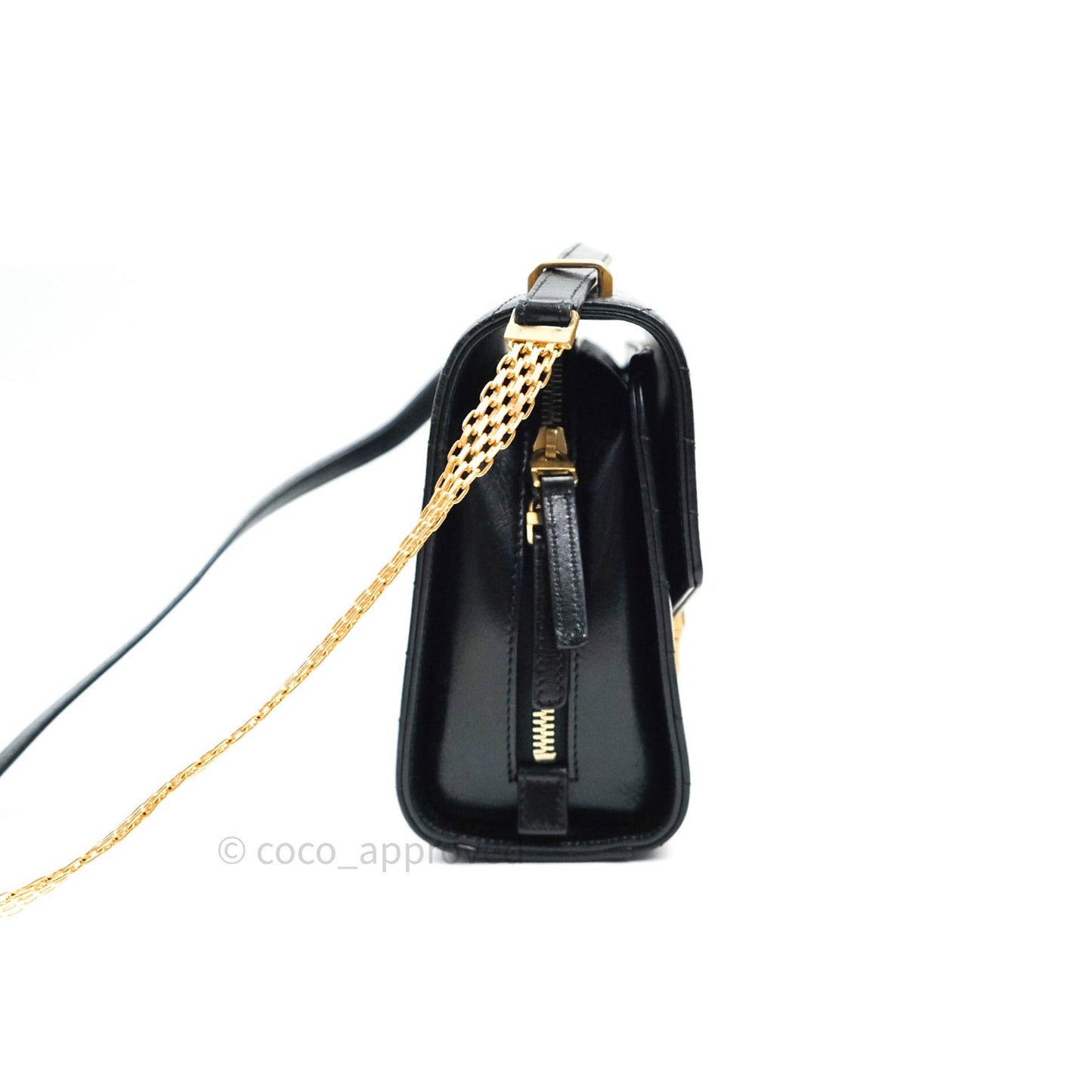 Chanel Chevron Calfskin Medium Medal Flap Black