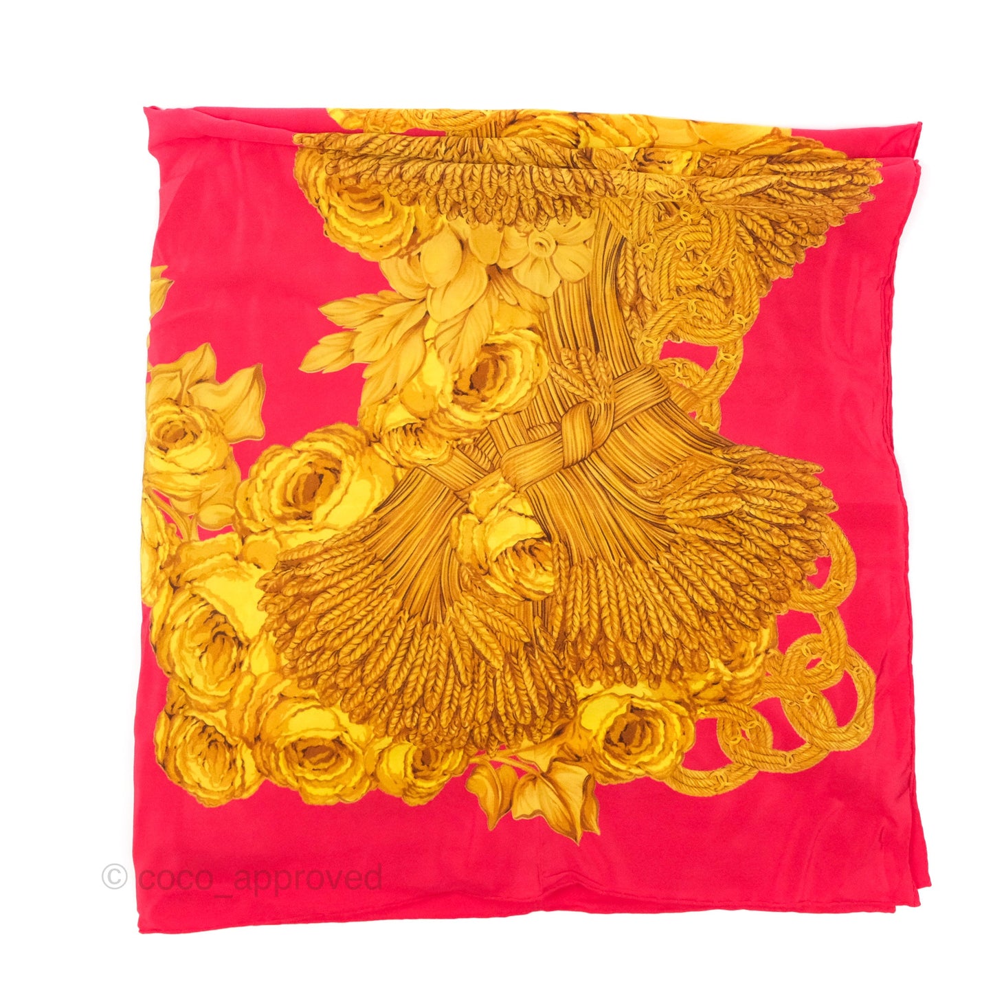 Chanel Floral Print Scarf Red/Gold