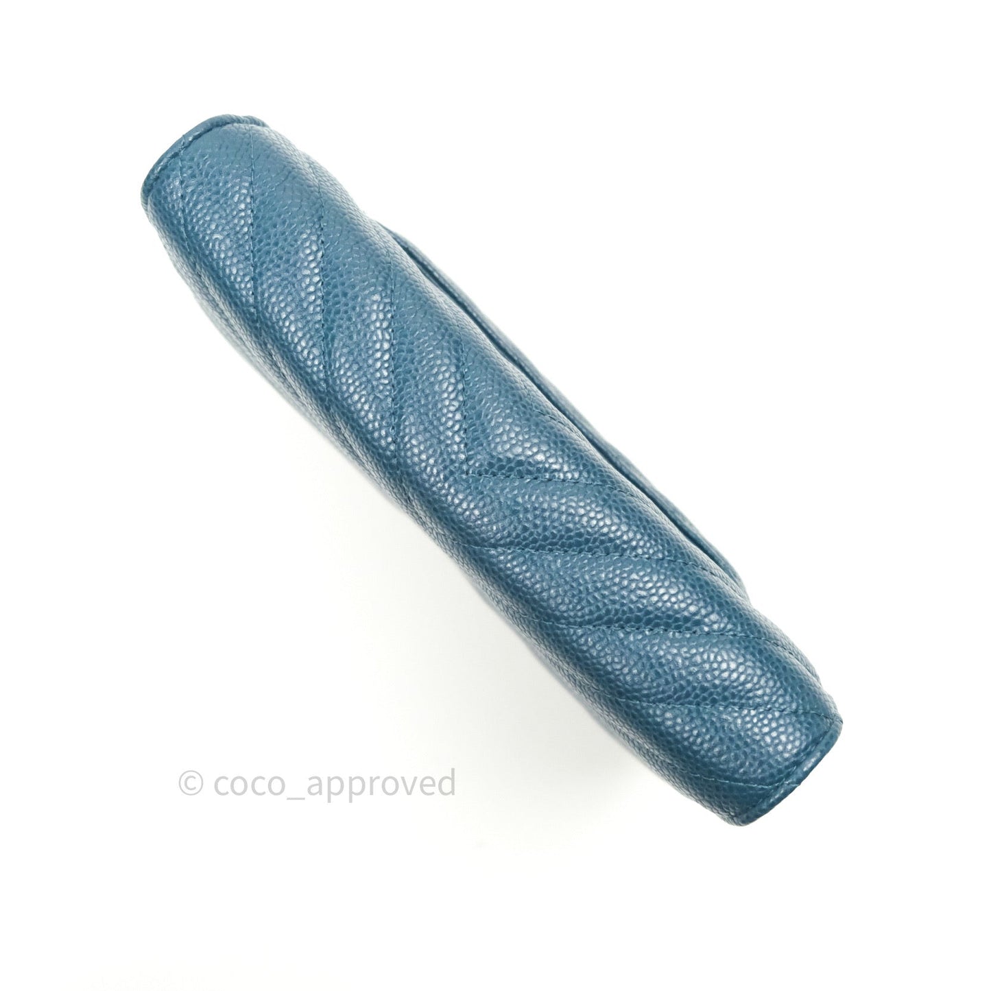 Chanel Chevron Wallet on Chain WOC Blue Caviar Silver Hardware