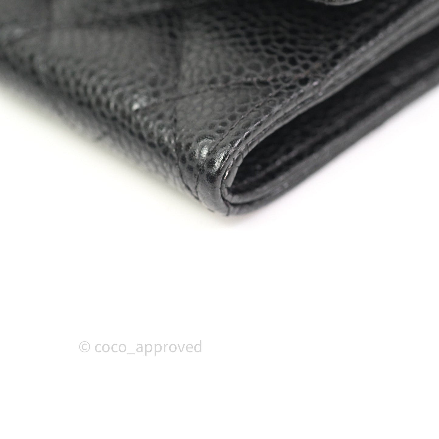 Chanel Card Holder Snap Button Black Caviar Gold Hardware
