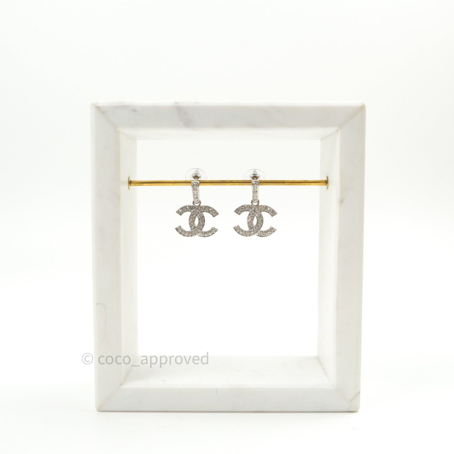 Chanel Crystal Dangling CC Earrings
