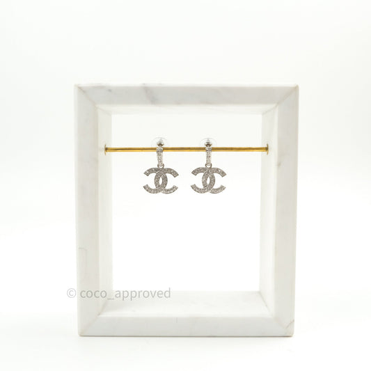 Chanel Crystal Dangling CC Earrings